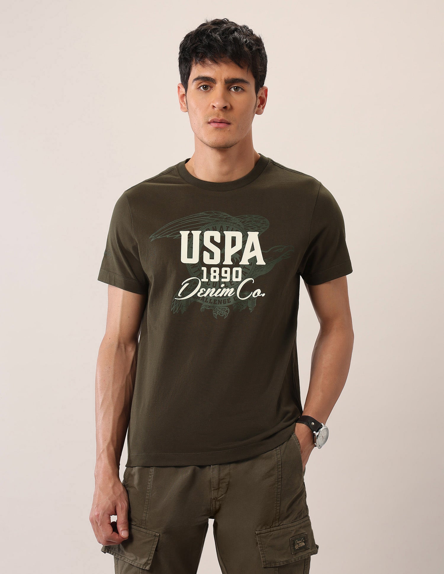 Muscle Fit Pure Cotton T-Shirt Olive - U.S. POLO ASSN. | Large