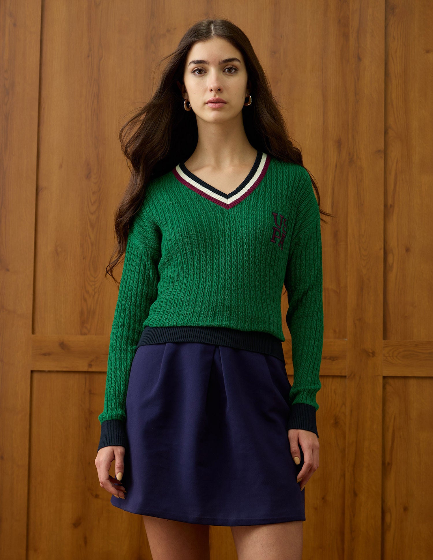 Textured Relaxed Fit Sweater Green - U.S. POLO ASSN. | Large