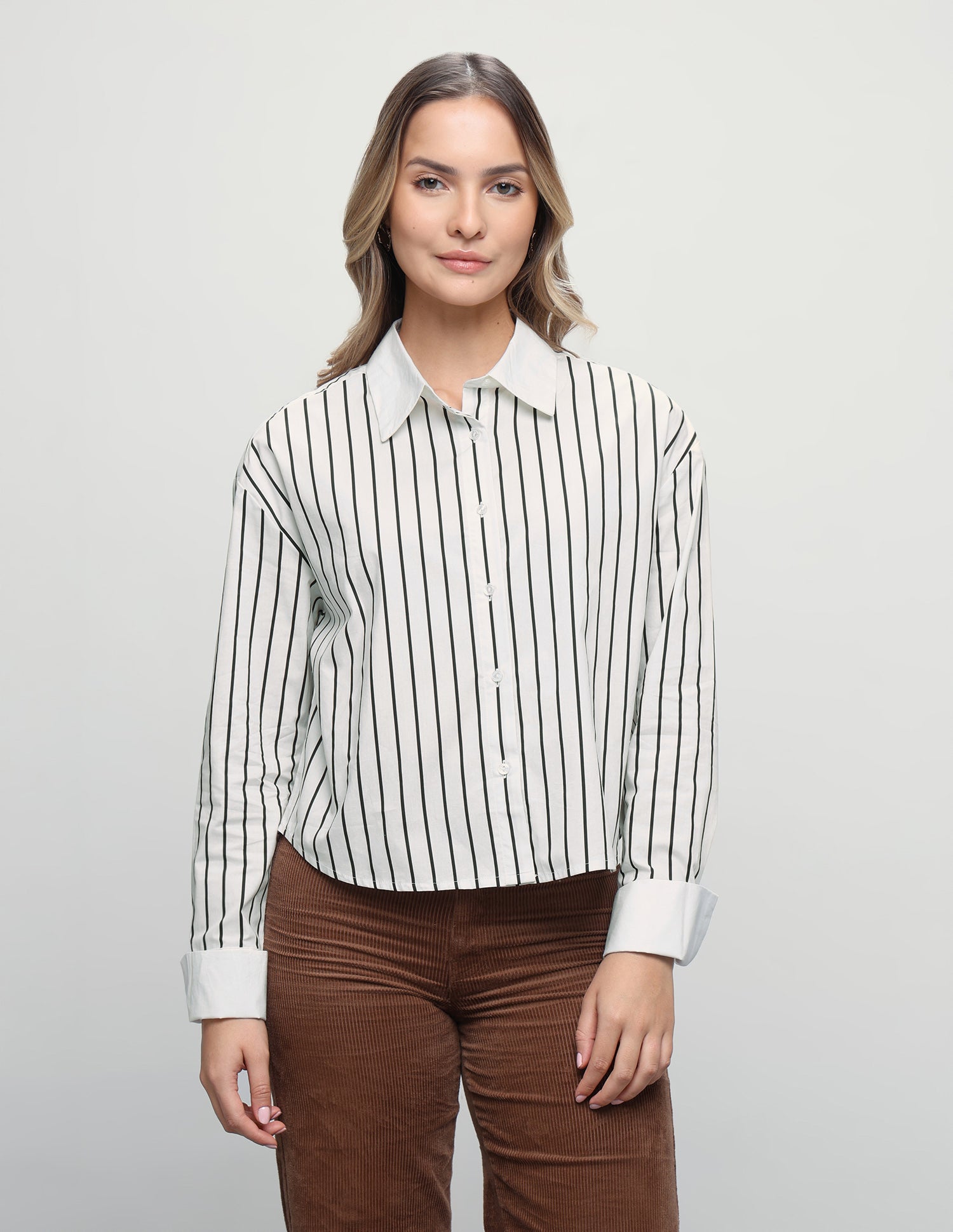 Vertical Striped Regular Fit Shirt Off White - U.S. Polo Assn. India | Large