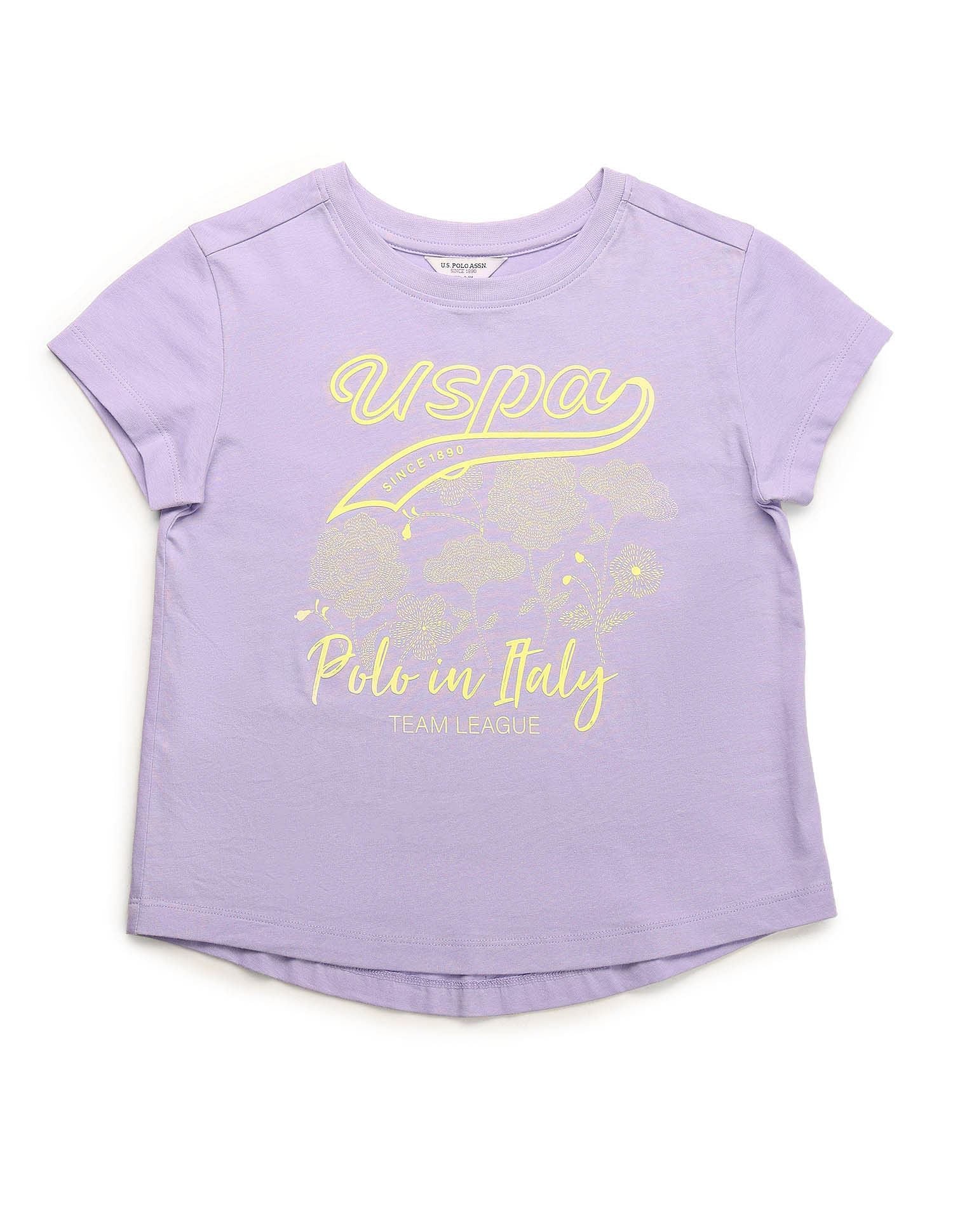 Girls Brand Printed Relaxed Fit T-Shirt Lavender - U.S. POLO ASSN. | Large