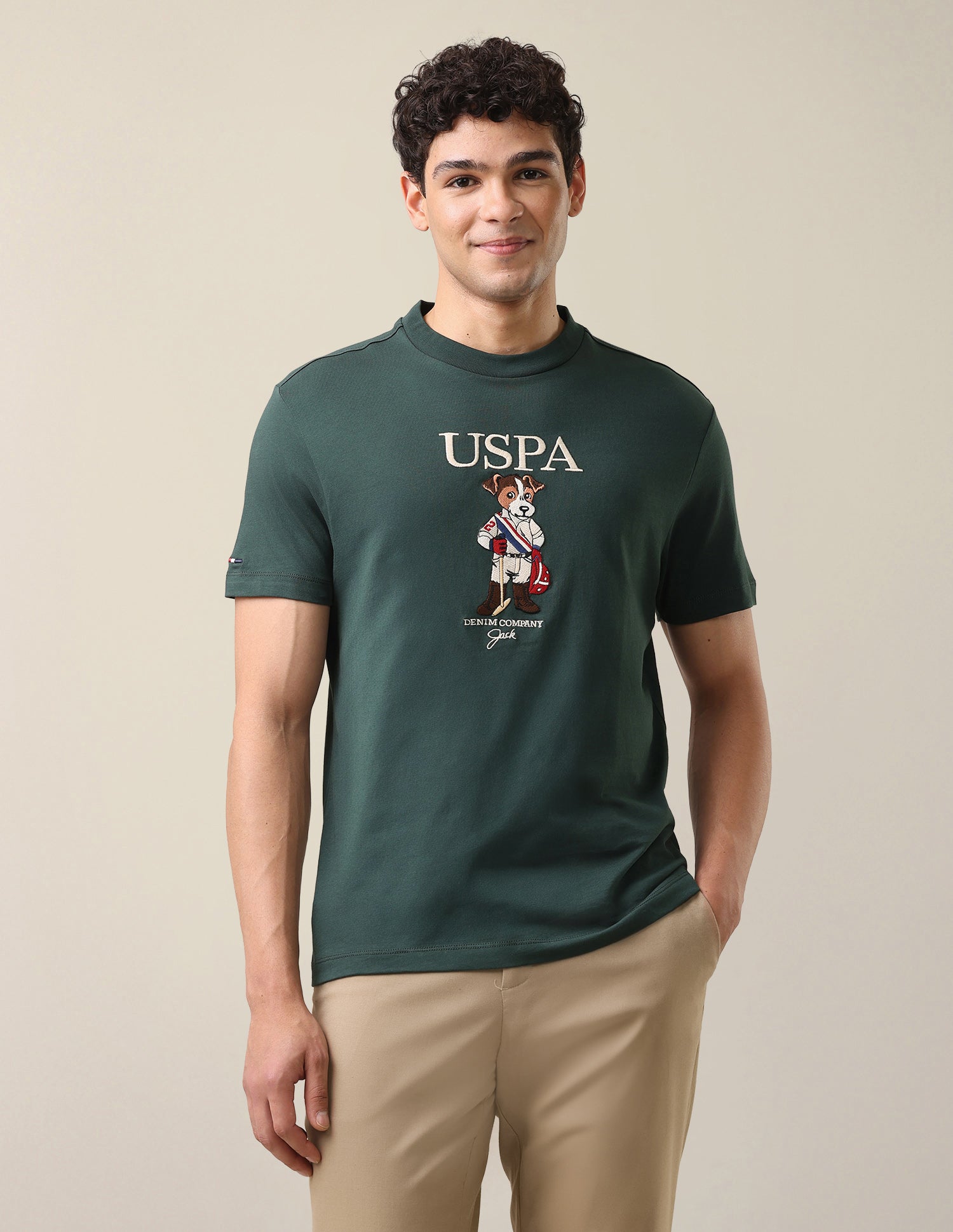 Graphic Brand Printed Slim Fit T-Shirt Dark Green - U.S. Polo Assn. India | Large