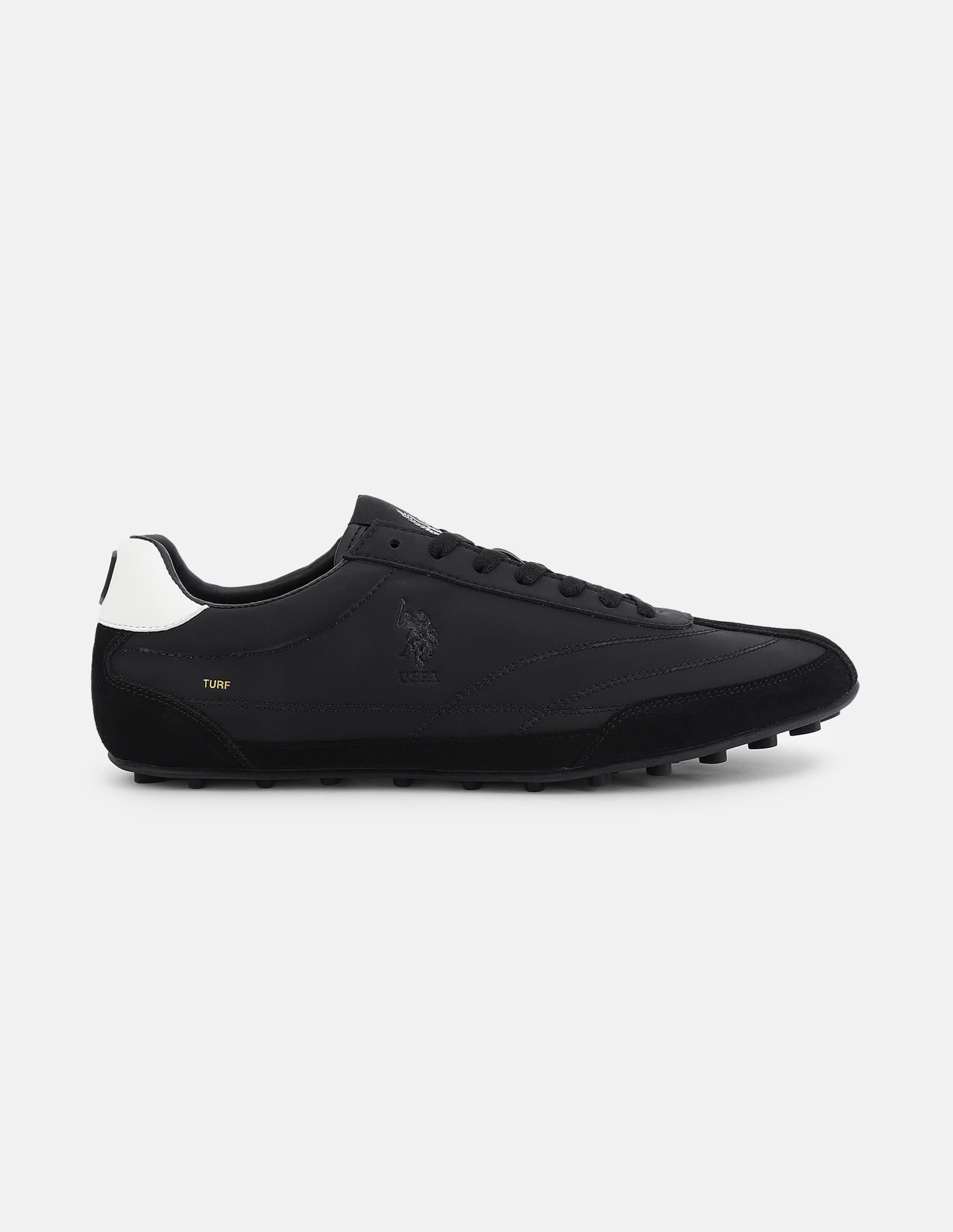 Round Toe Suede Turf Sneakers Black - U.S. Polo Assn. India | Large