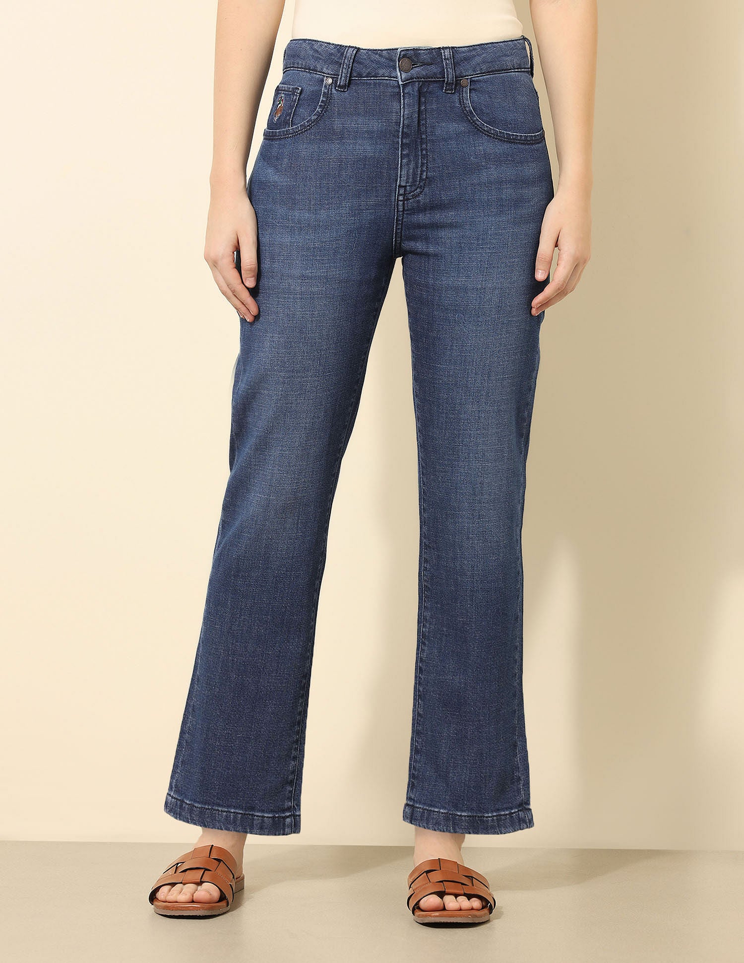 High Rise Straight Fit Jeans Dark Blue - U.S. Polo Assn. India | Large
