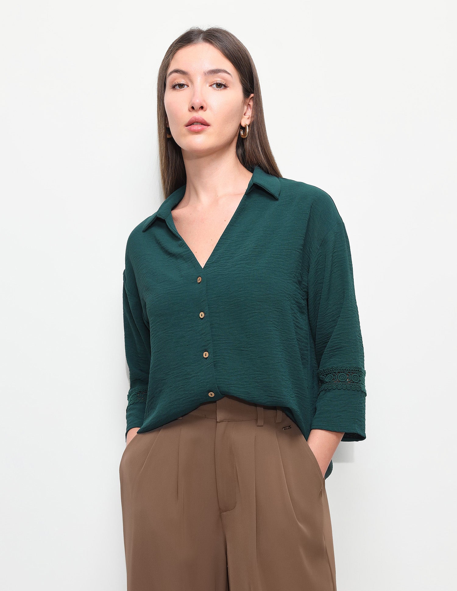 Relaxed Fit V-Neck Top Green - U.S. Polo Assn. India | Large