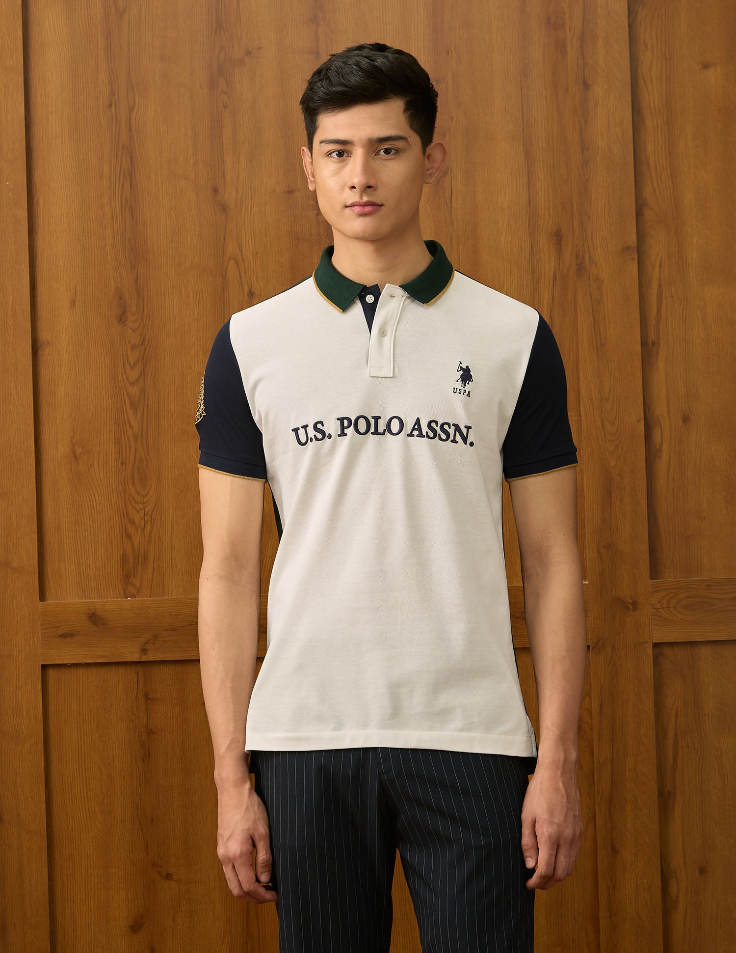 Pure Cotton Varsity Polo Shirt Off White - U.S. POLO ASSN. | Large