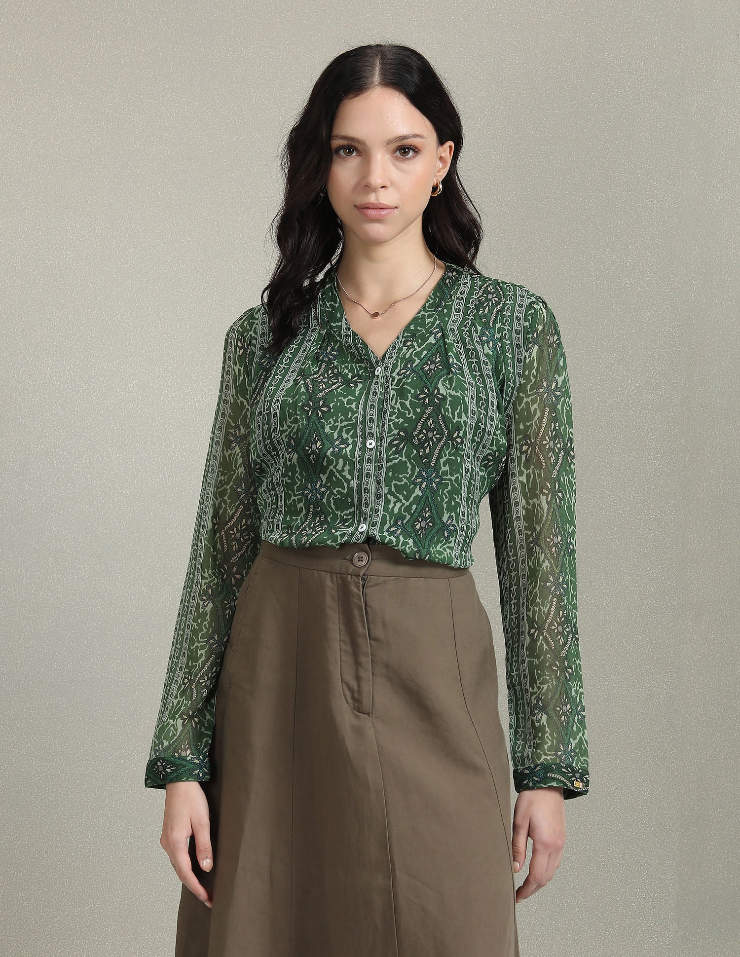 V-Neck Graphic Print Top Green - U.S. POLO ASSN. | Large