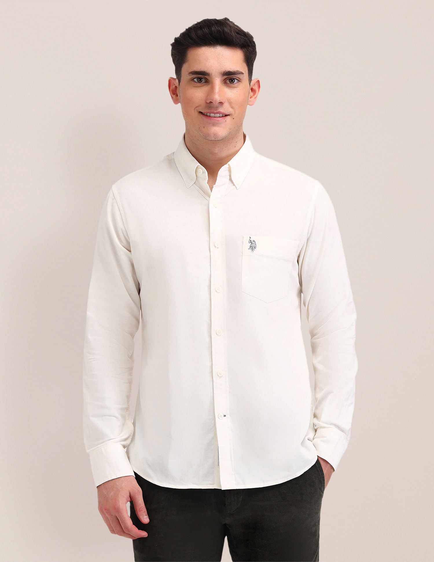 Tailored Fit Button Down Shirt White - U.S. Polo Assn. India | Large