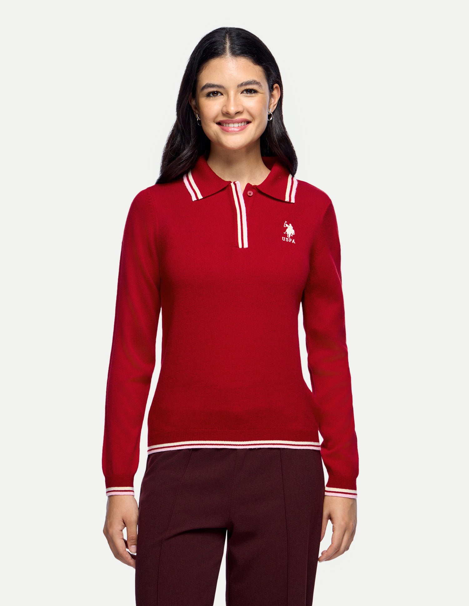 Solid Regular Fit Sweater Red - U.S. Polo Assn. India | Large
