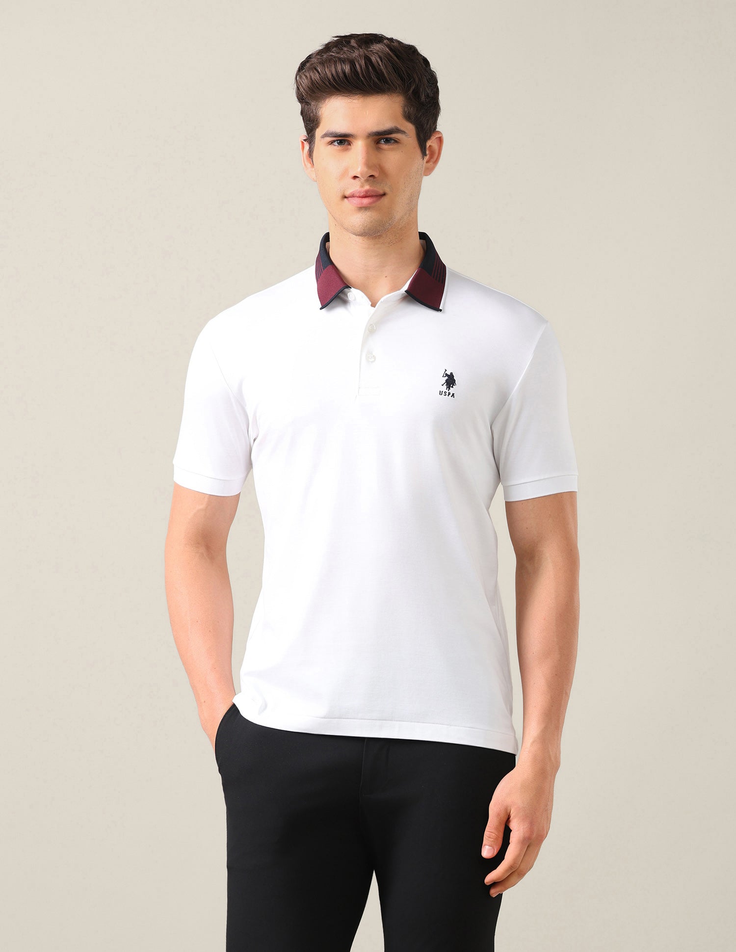 Solid Slim Fit Polo Shirt White - U.S. Polo Assn. India | Large