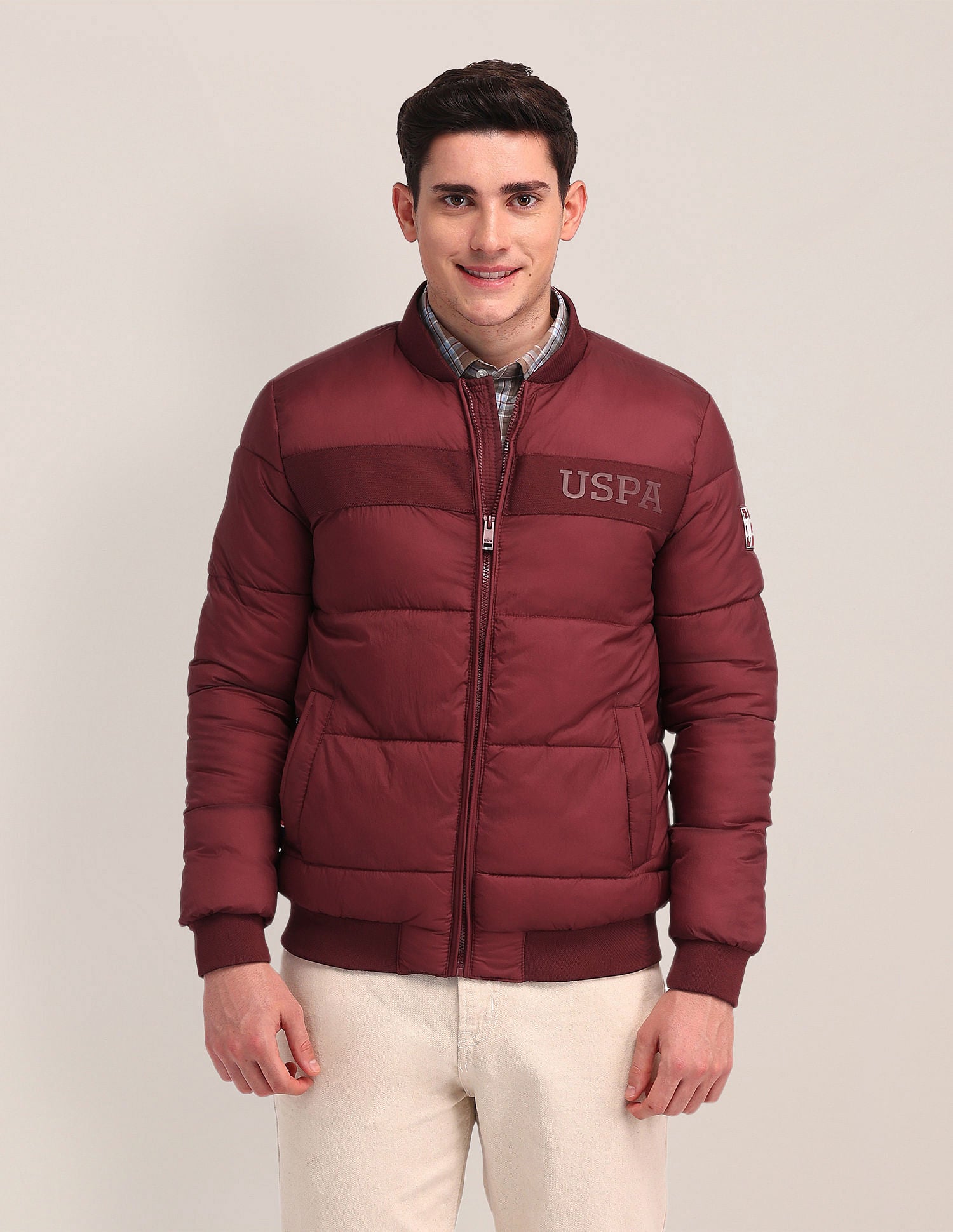 Regular Fit Solid Padded Jacket Red - U.S. POLO ASSN. | Large