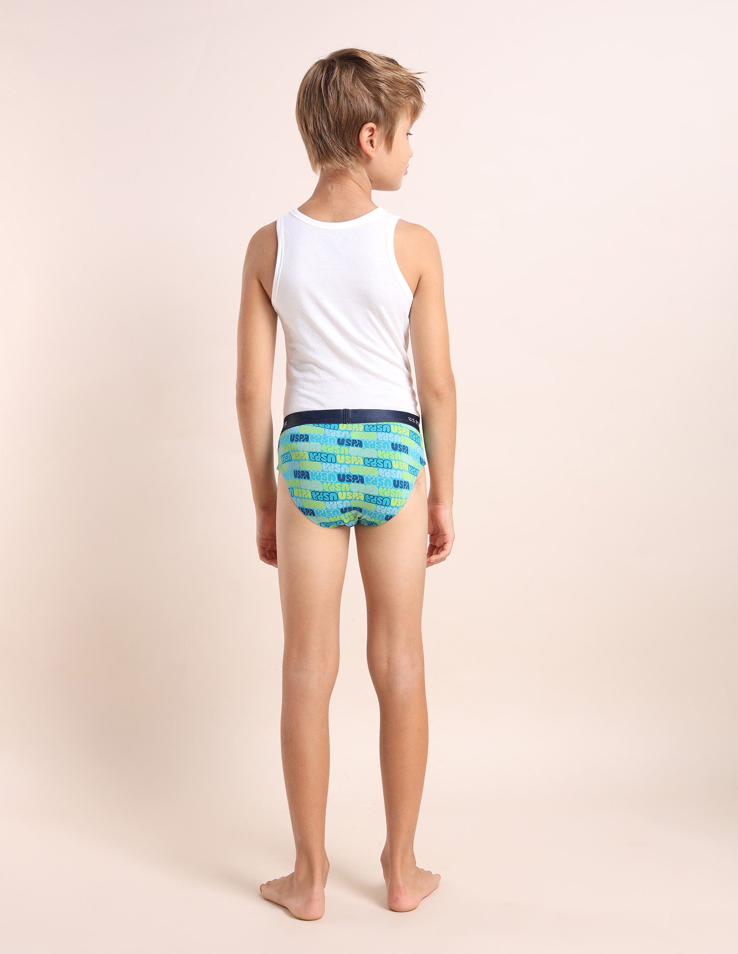 Boys Mid Rise Cotton Spandex Briefs - Pack Of 3 Blue, White and Navy - U.S. POLO ASSN. | Large