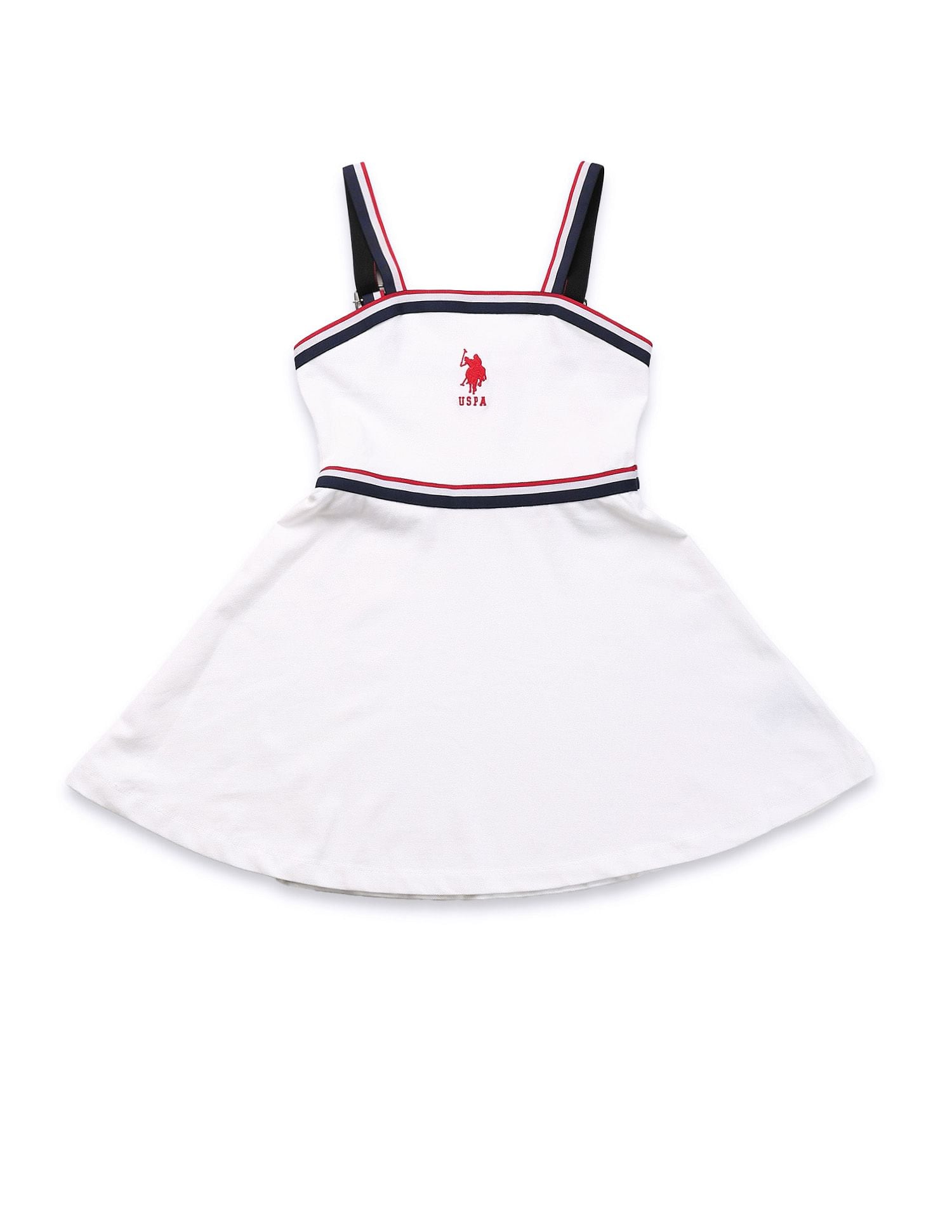 Girls Strappy Skater Dress White - U.S. POLO ASSN. | Large