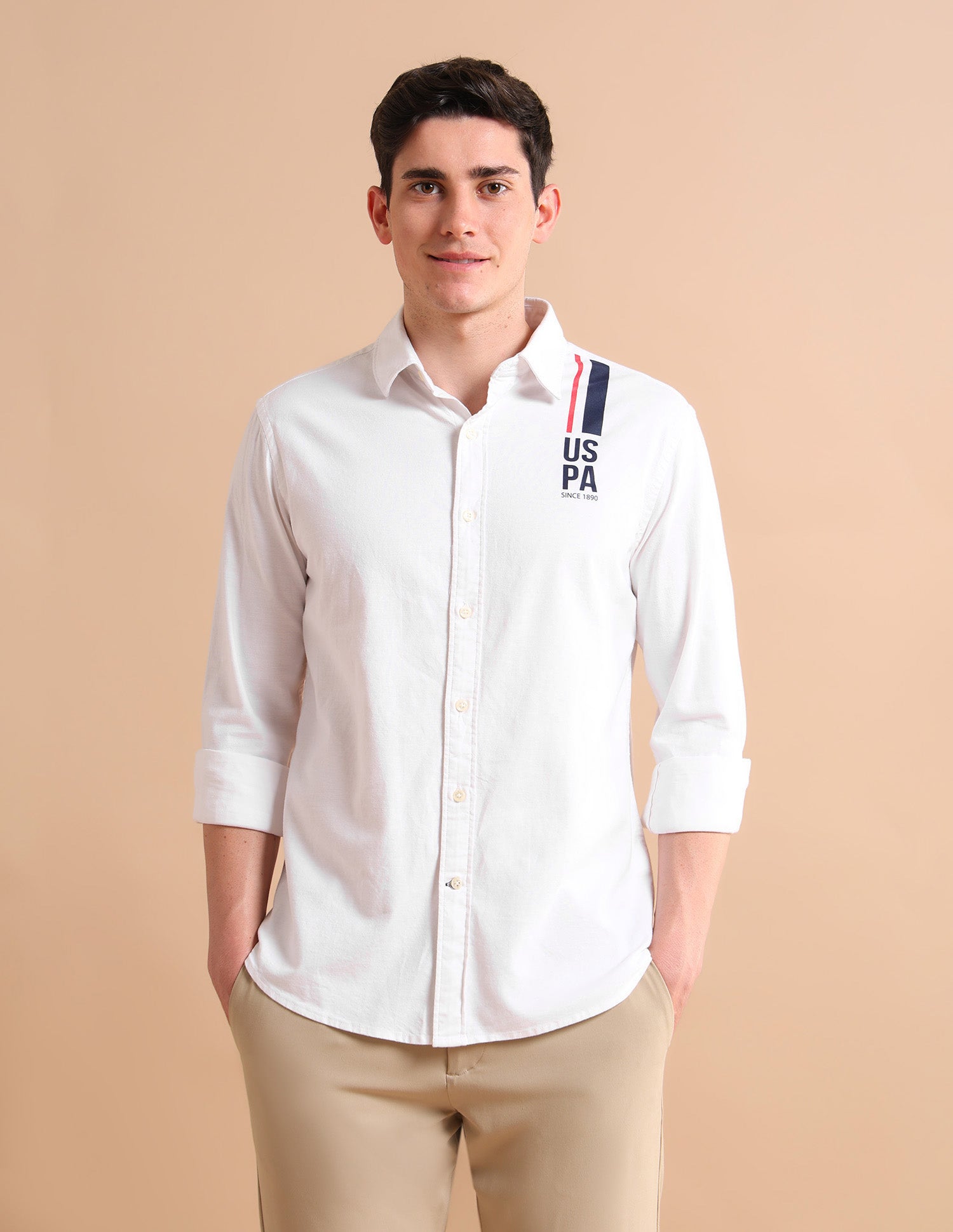 Oxford Logo Shirt White - U.S. POLO ASSN. | Large