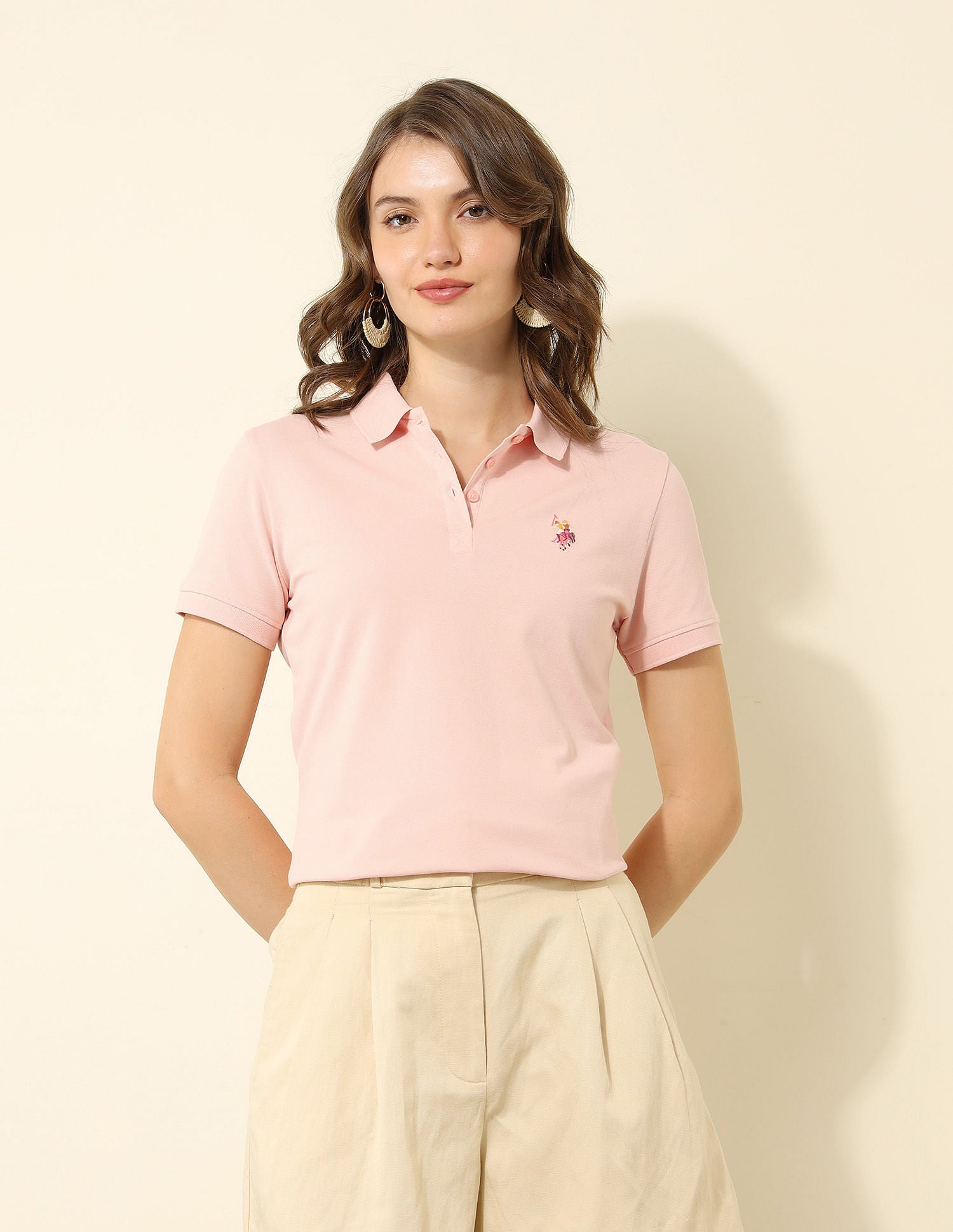 Regular Fit Solid Polo Shirt Light Pink - U.S. POLO ASSN. | Large