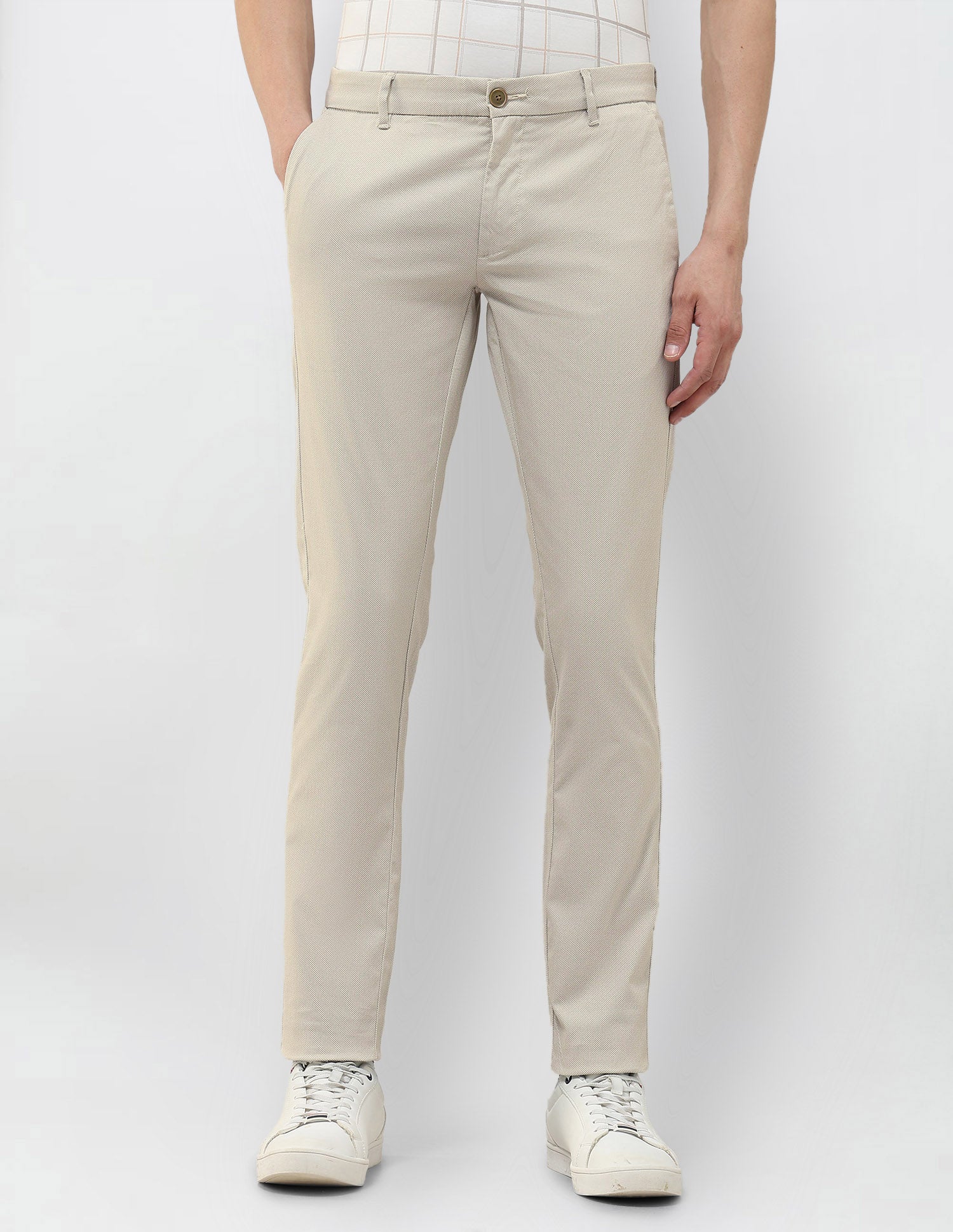 Slim Fit Textured Trousers Beige - U.S. POLO ASSN. | Large