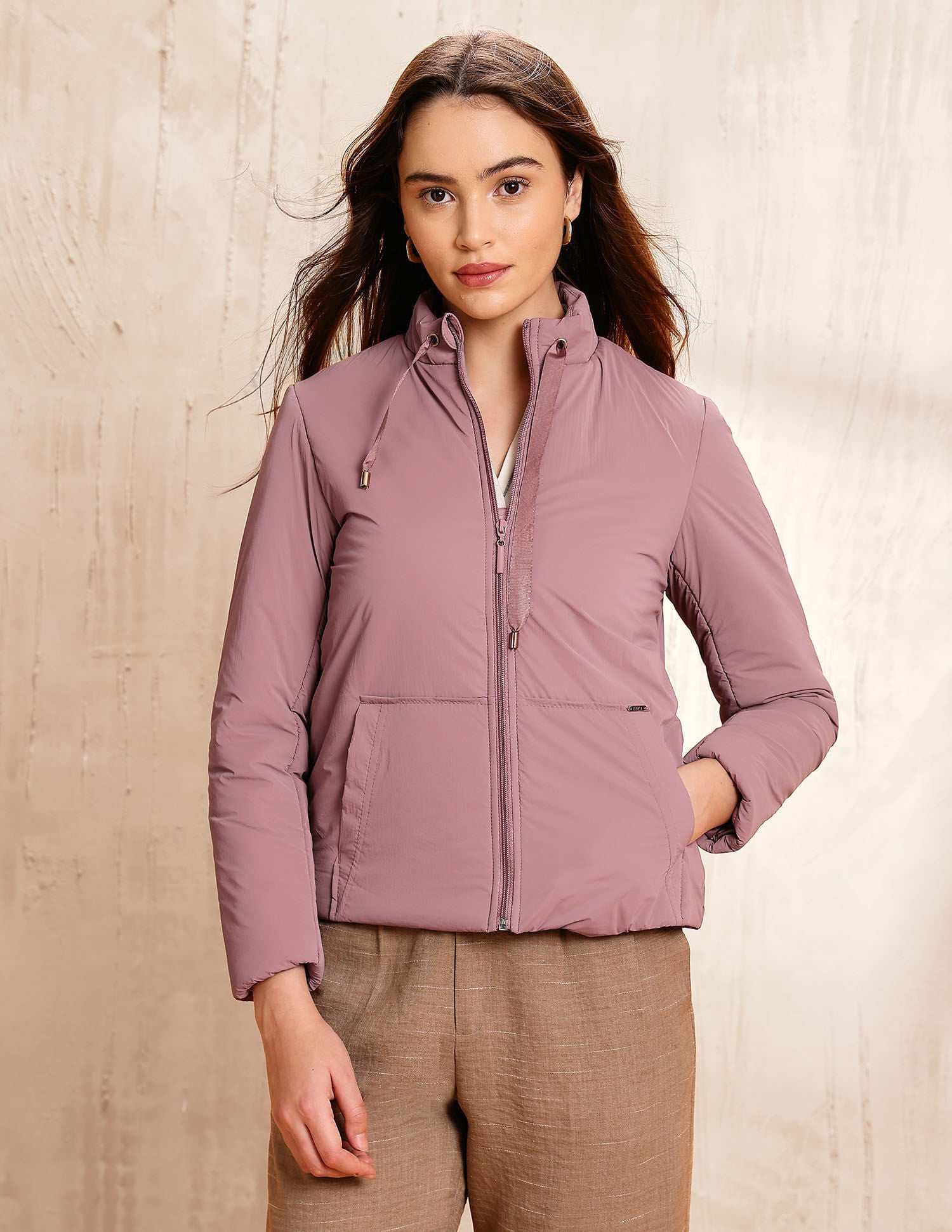 Solid Regular Fit Puffer Jacket Purple - U.S. POLO ASSN. | Large