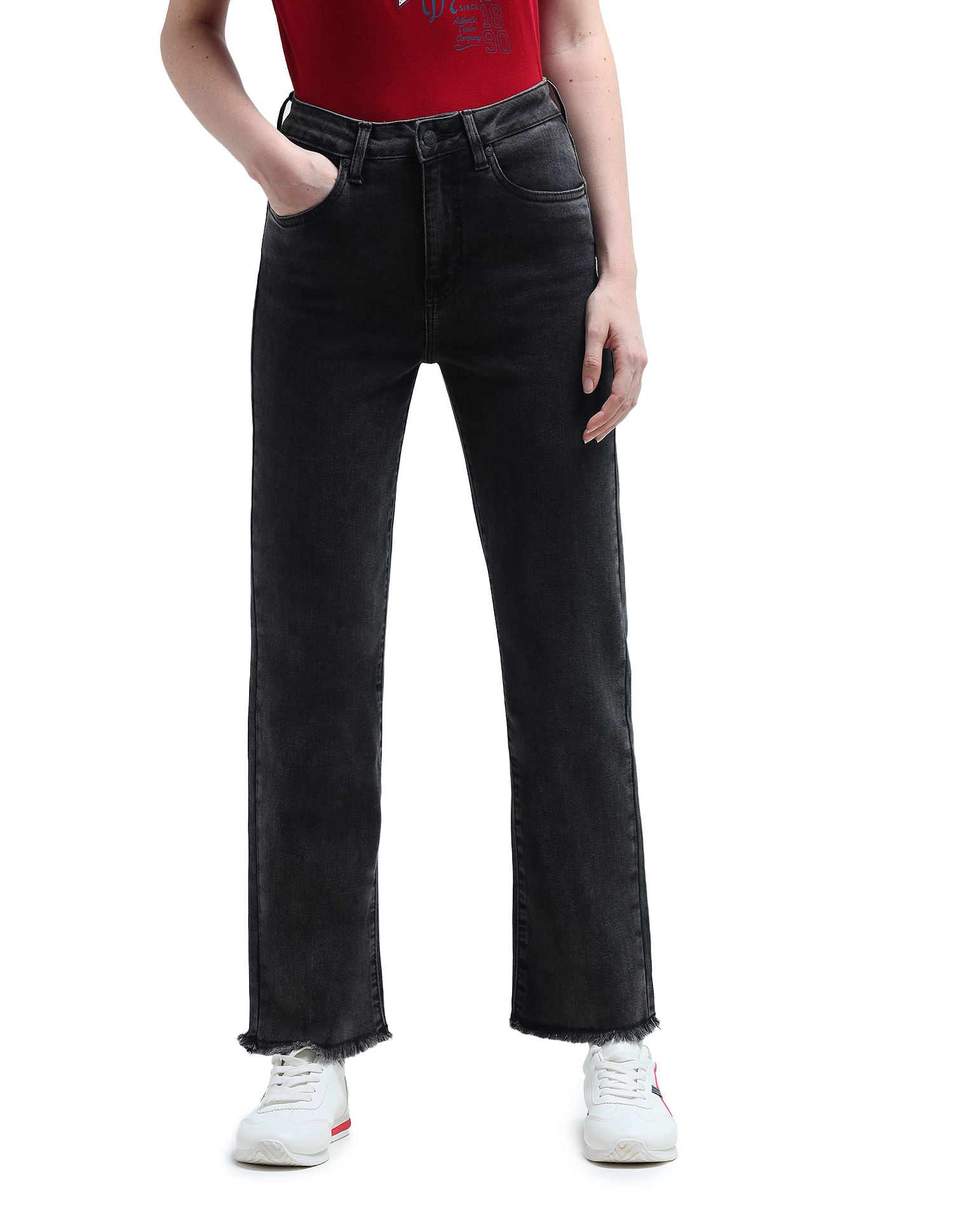 High Rise Straight Fit Jeans Dark Grey - U.S. Polo Assn. India | Large