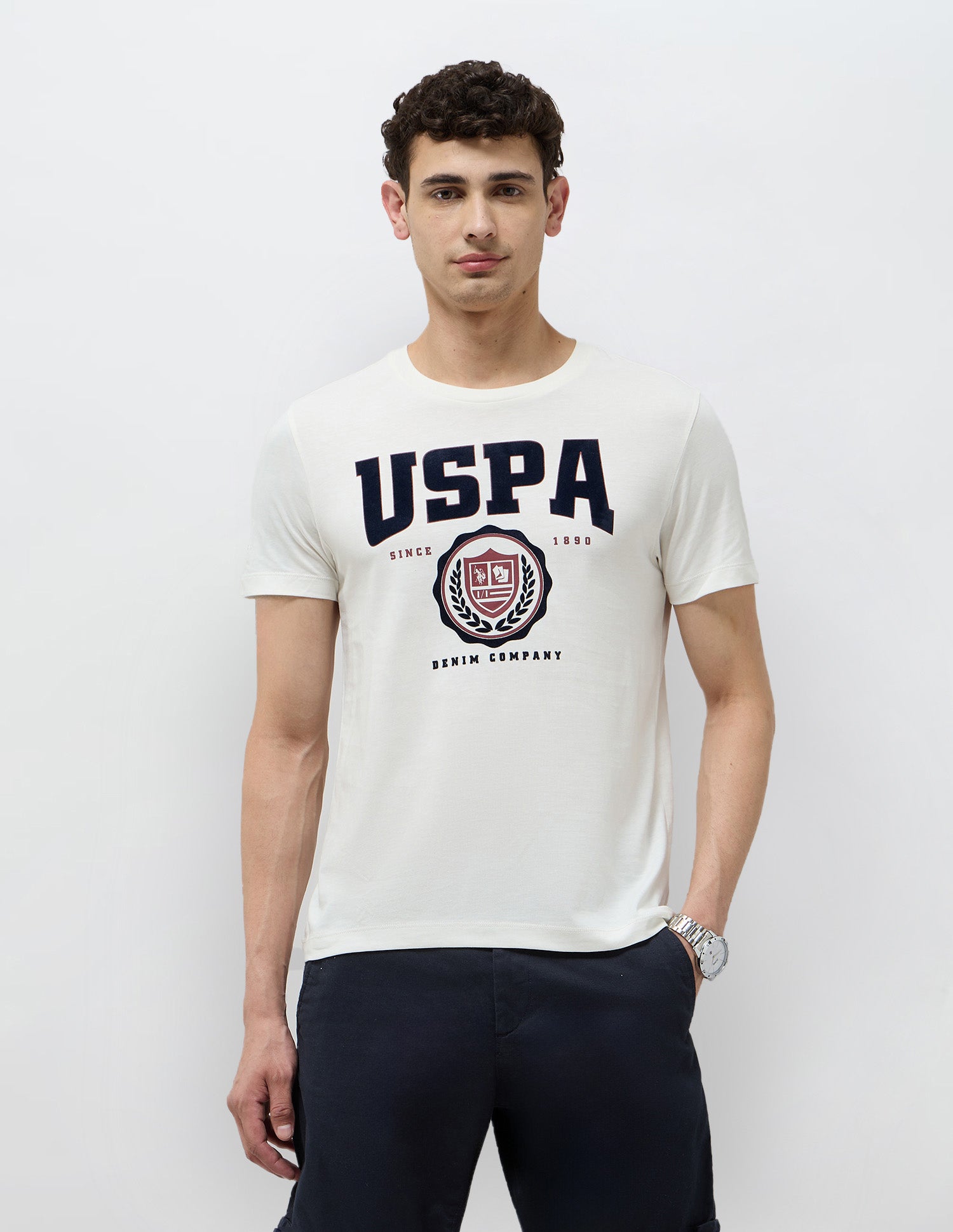 Brand Printed Regular Fit T-Shirt Off White - U.S. POLO ASSN. | Large