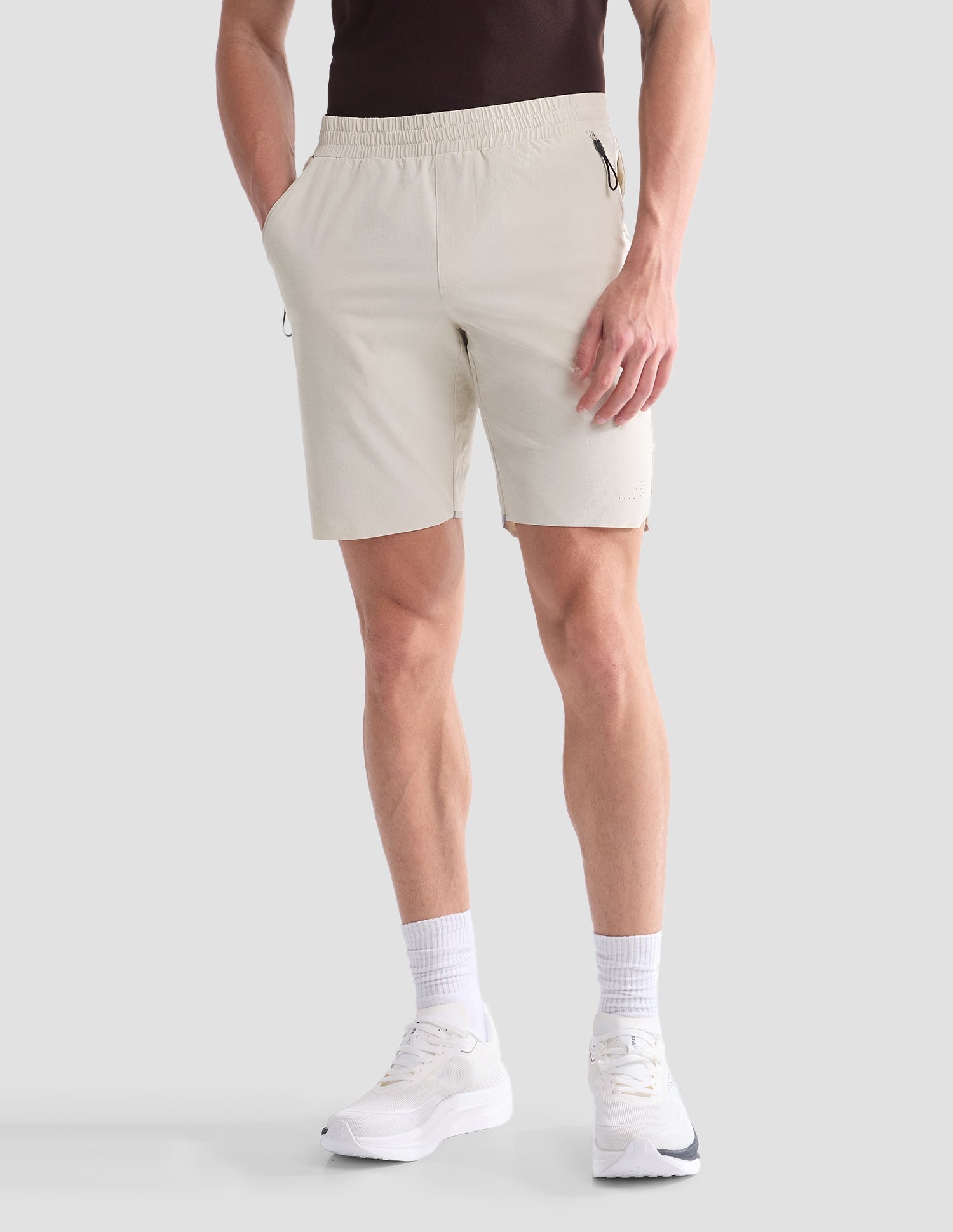 Mid Rise Solid Active Shorts Beige - U.S. Polo Assn. India | Large