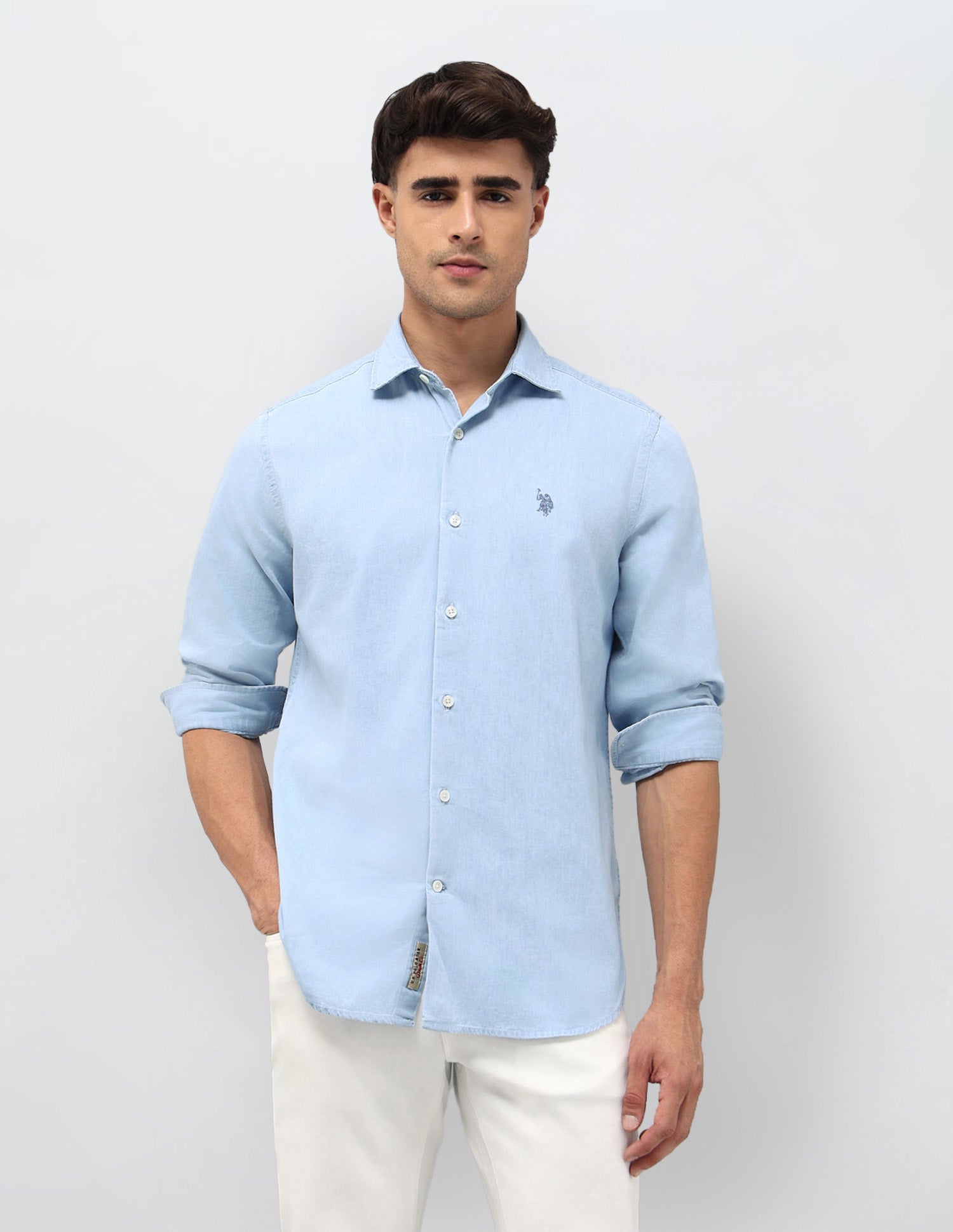 Solid Twill Shirt Light Indigo - U.S. POLO ASSN. | Large