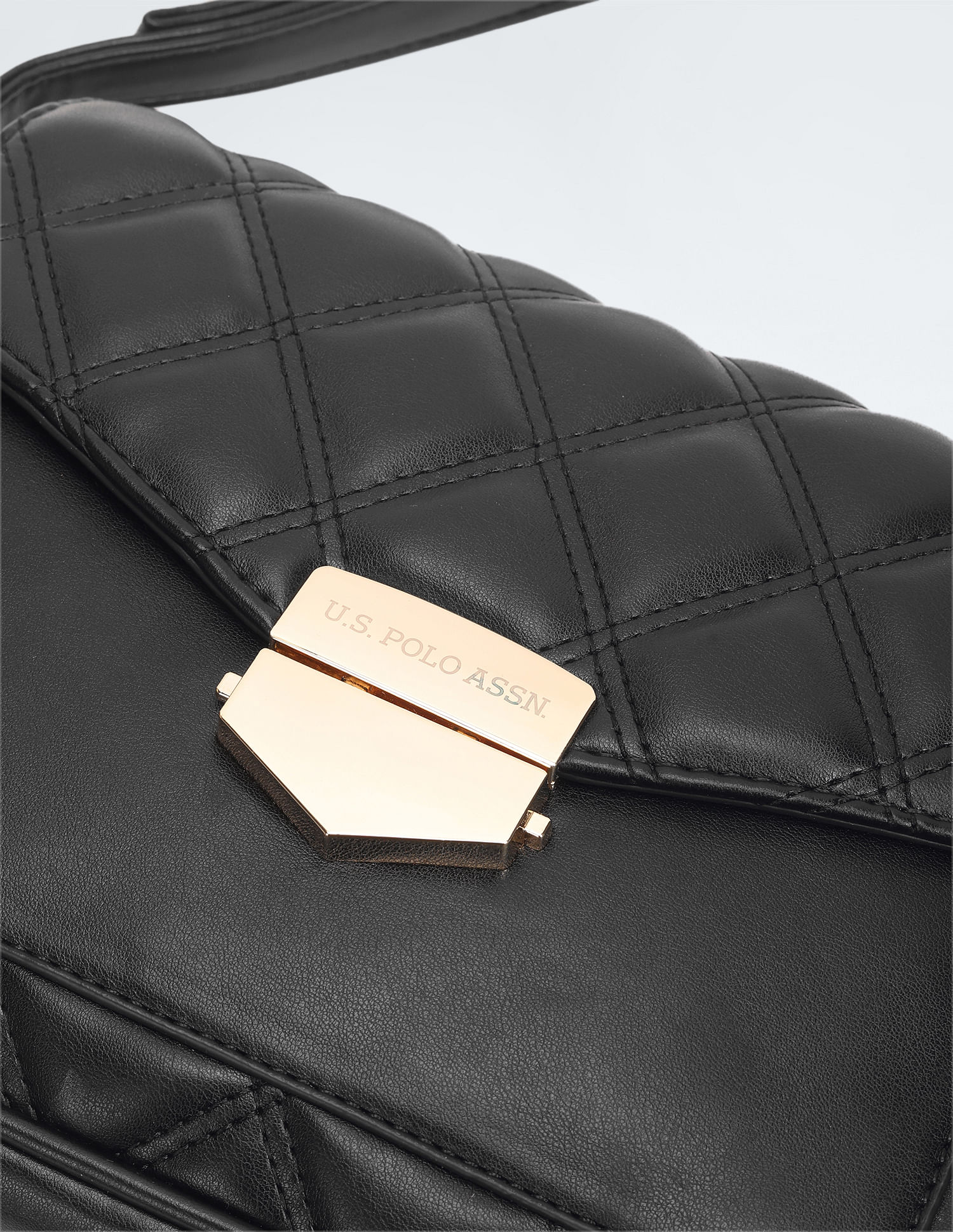 Metallic Tuck Lock Quilted Sling Bag Black - U.S. POLO ASSN. | Large
