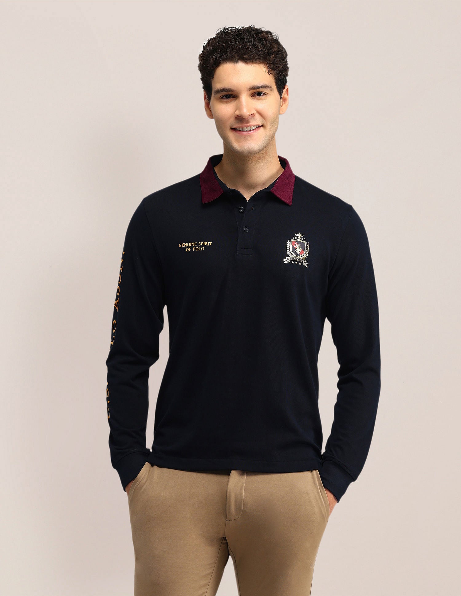 Slim Fit Solid Polo Shirt Navy - U.S. Polo Assn. India | Large