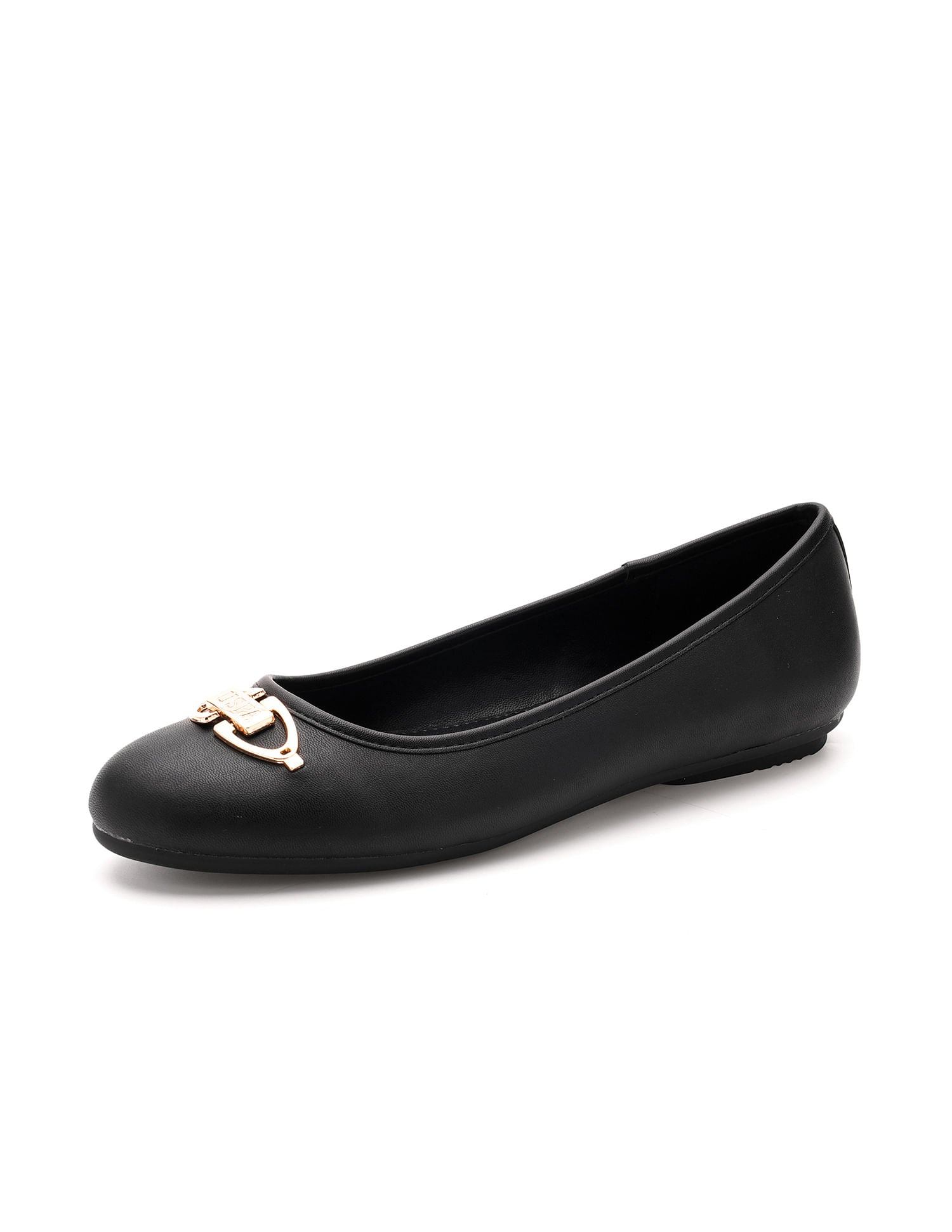 Round Toe Solid Gloria Ballerinas Black - U.S. Polo Assn. India | Large