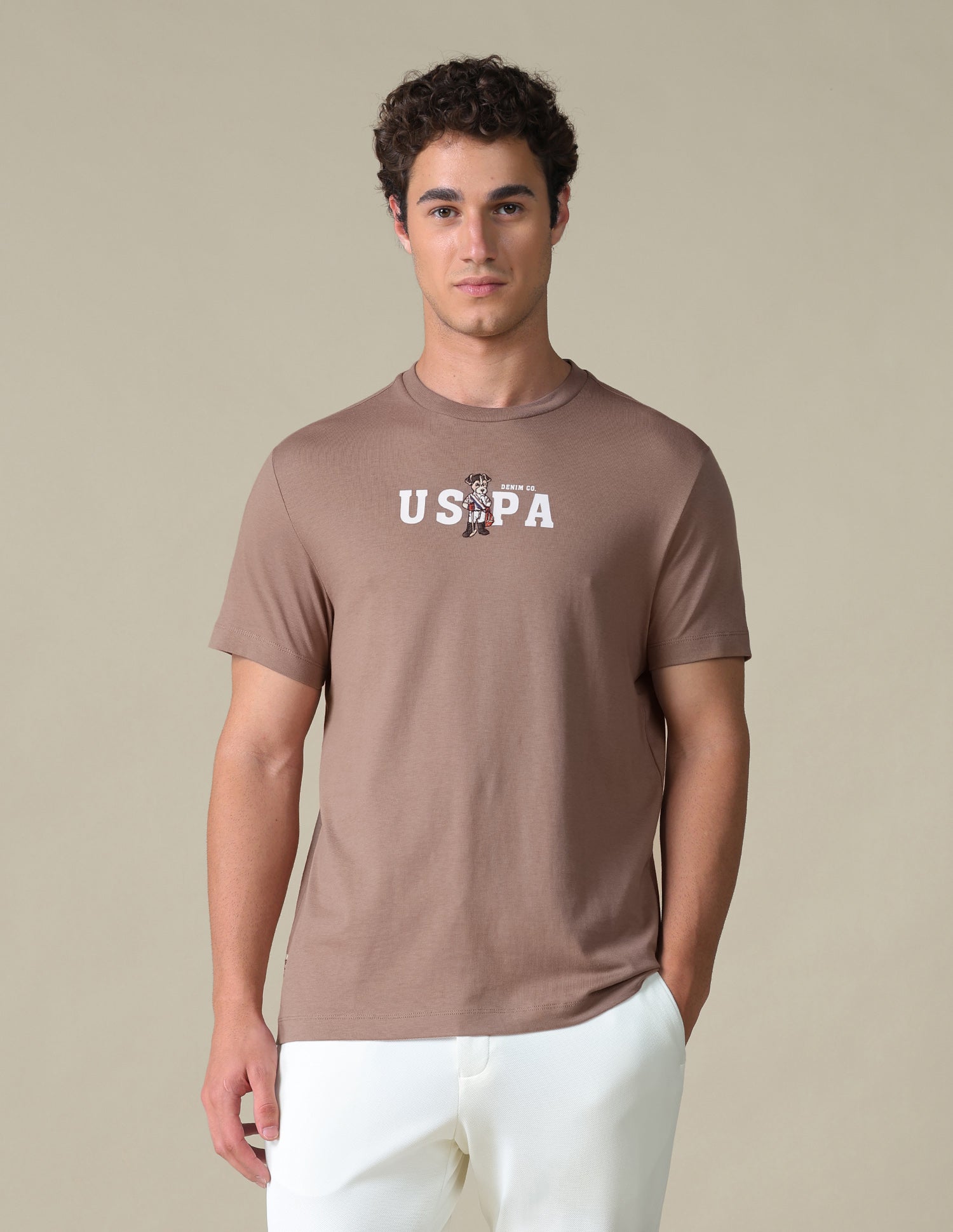 Slim Fit Solid T-Shirt Brown - U.S. Polo Assn. India | Large
