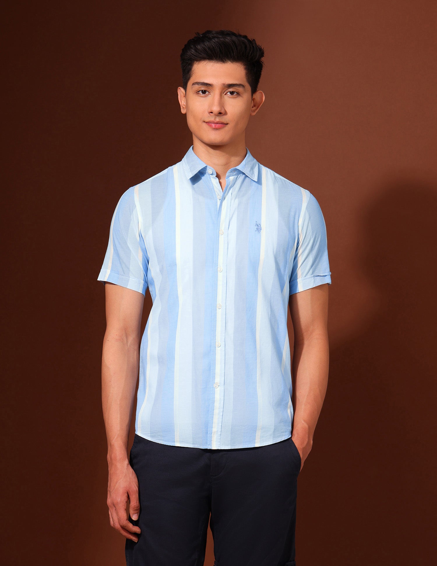 Vertical Striped Tailored Fit Shirt Blue - U.S. Polo Assn. India | Large