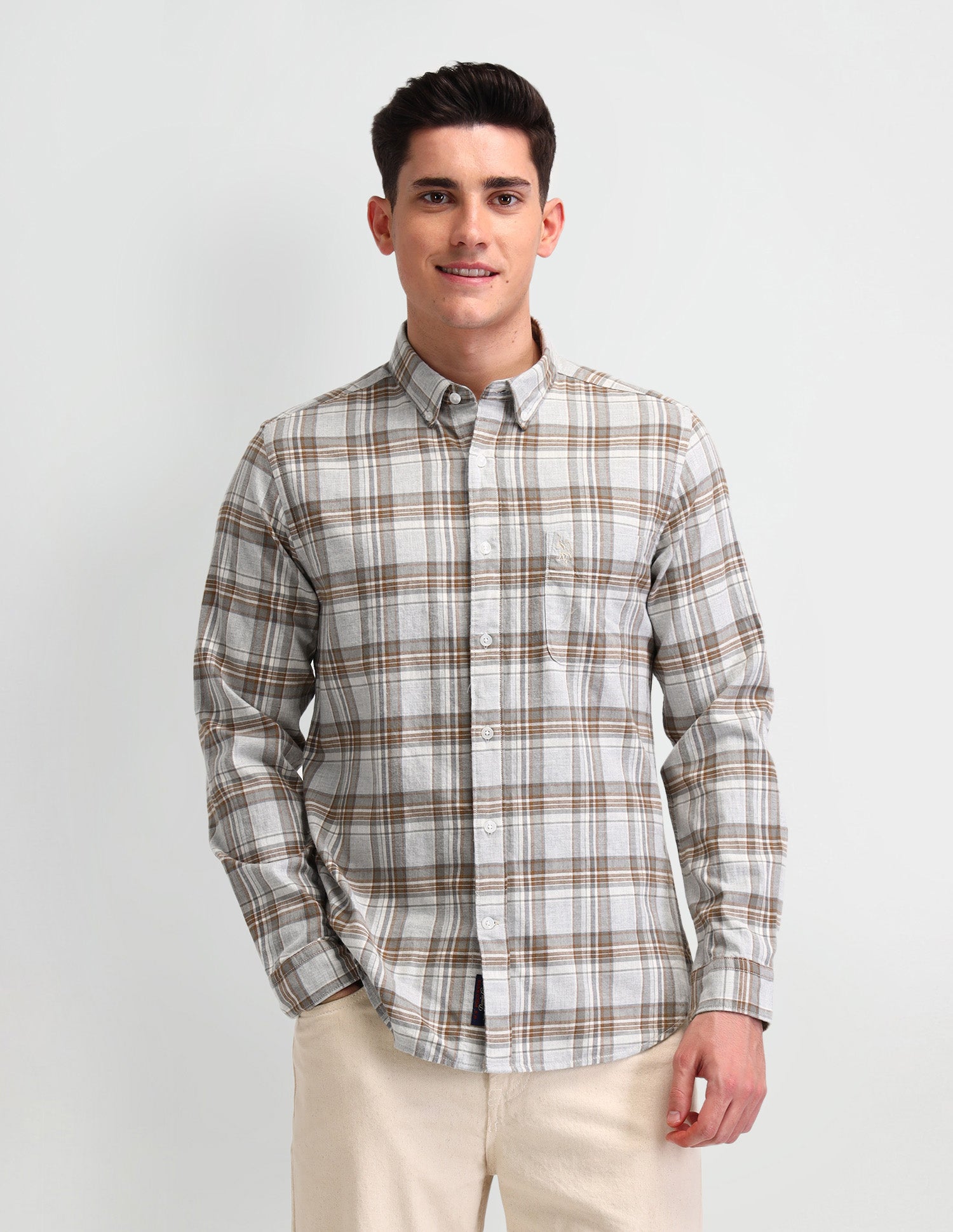 Tartan Checked Corduroy Shirt Grey - U.S. Polo Assn. India | Large