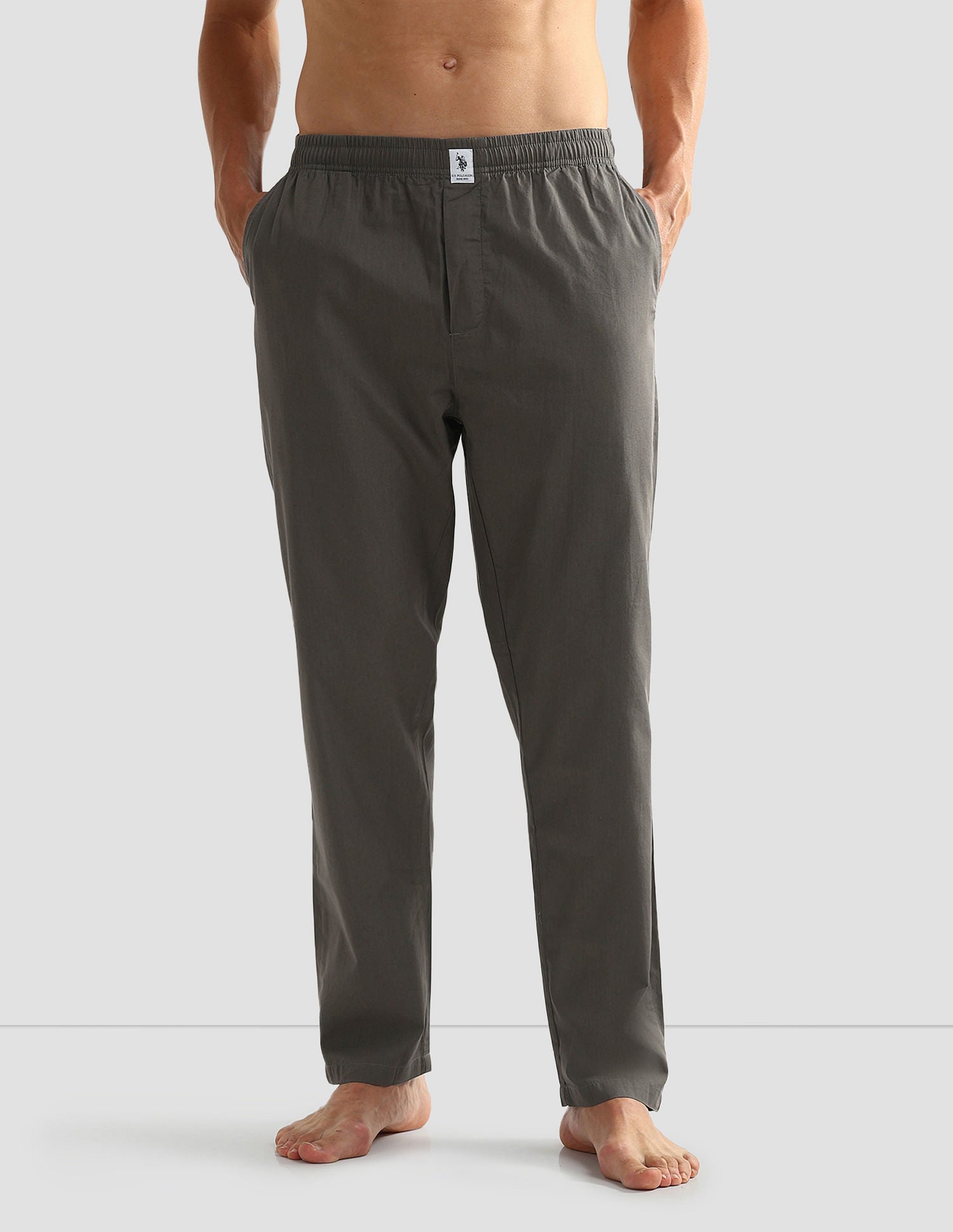 Mid Rise Solid OELP6 Lounge Track Pants - Pack Of 1 Coal Grey - U.S. POLO ASSN. | Large