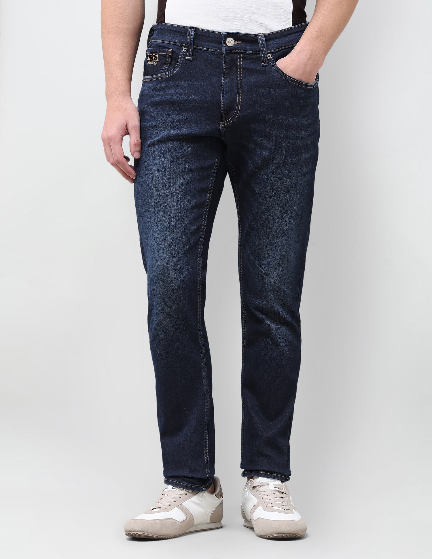 Solid Slim Tapered Fit Jeans Blue - U.S. Polo Assn. India | Large