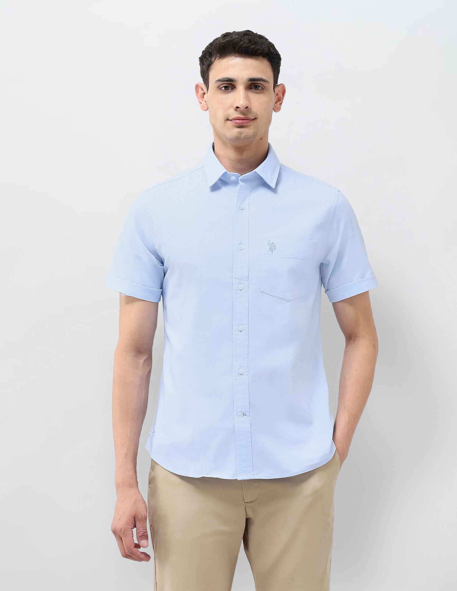 Tailored Fit Oxford Shirt Light Blue - U.S. Polo Assn. India | Large