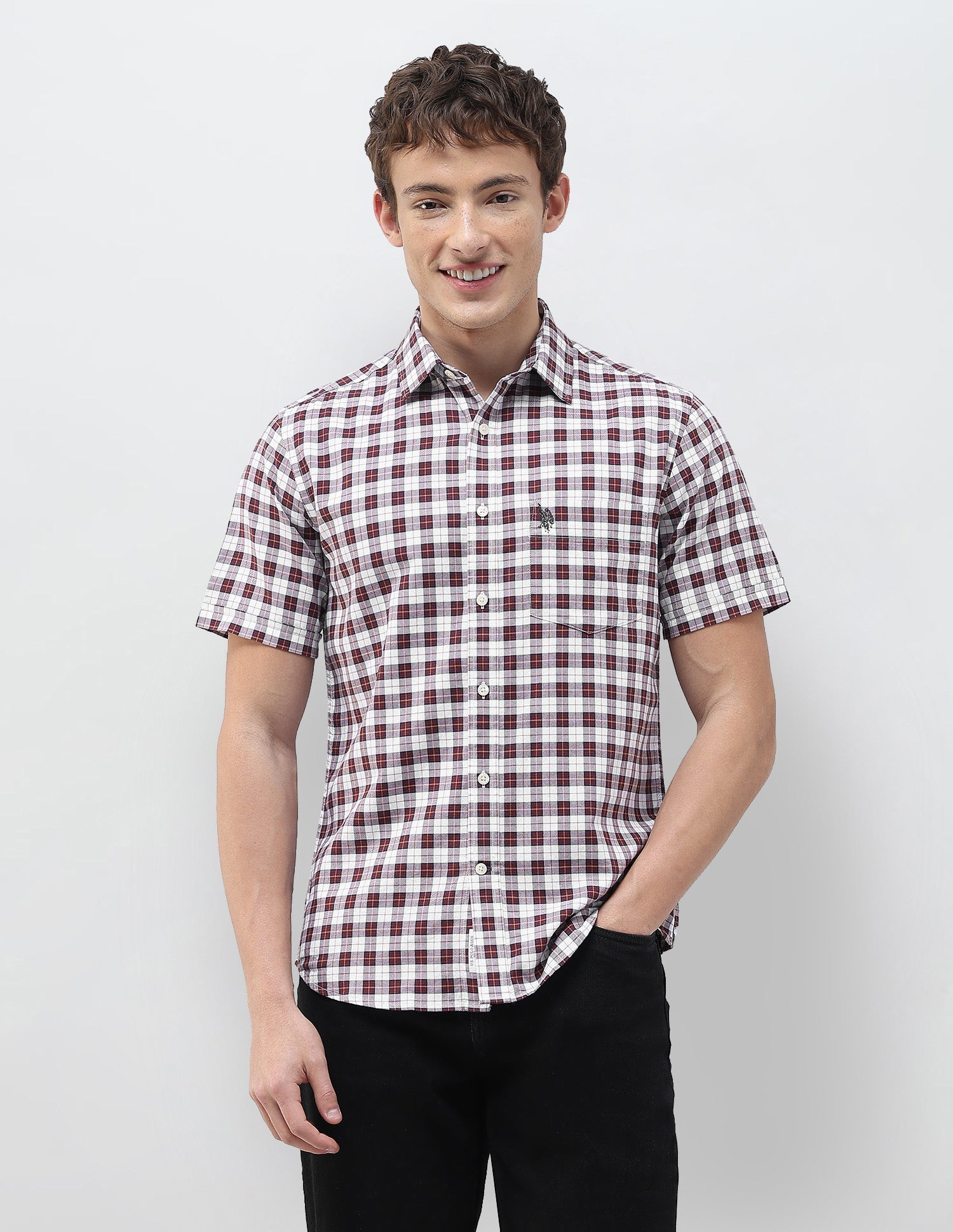 Plaid Checked Regular Fit Shirt Rust - U.S. Polo Assn. India | Large