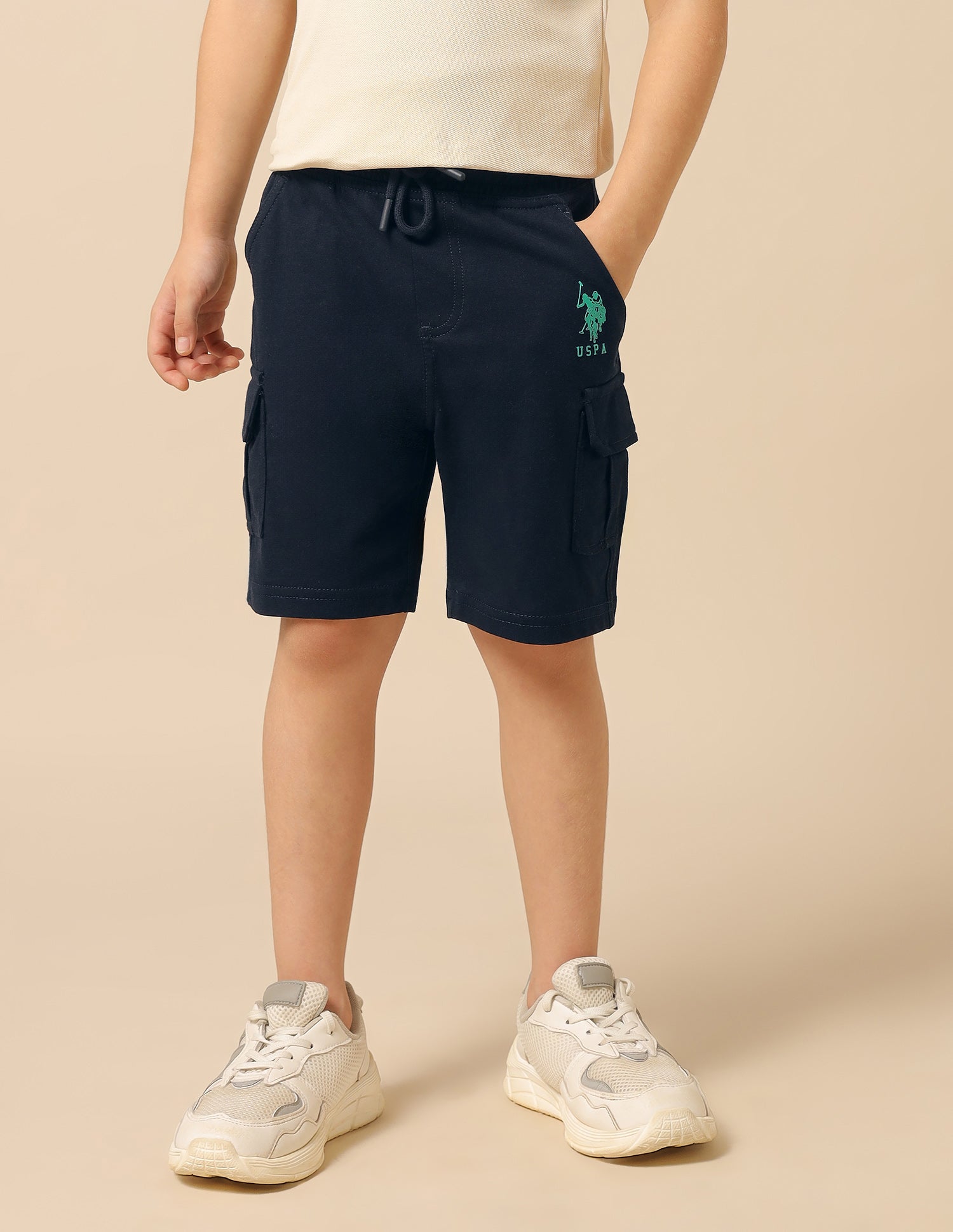 Boys Pure Cotton Solid Shorts Navy - U.S. POLO ASSN. | Large
