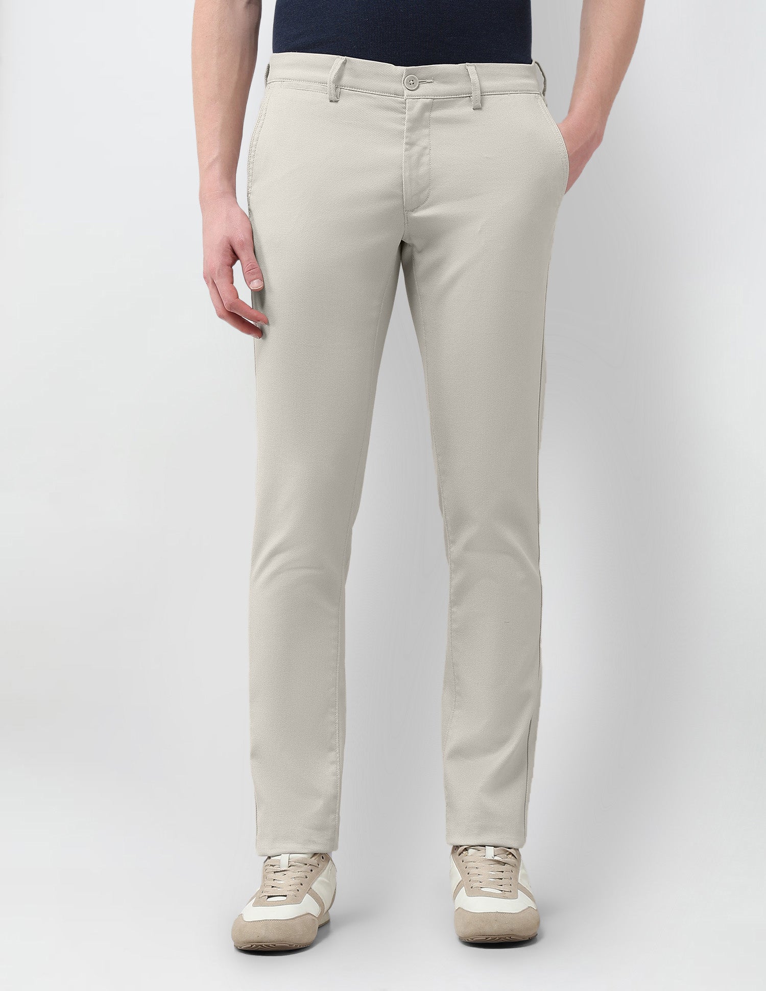 Denver Slim Fit Textured Trousers Stone - U.S. Polo Assn. India | Large