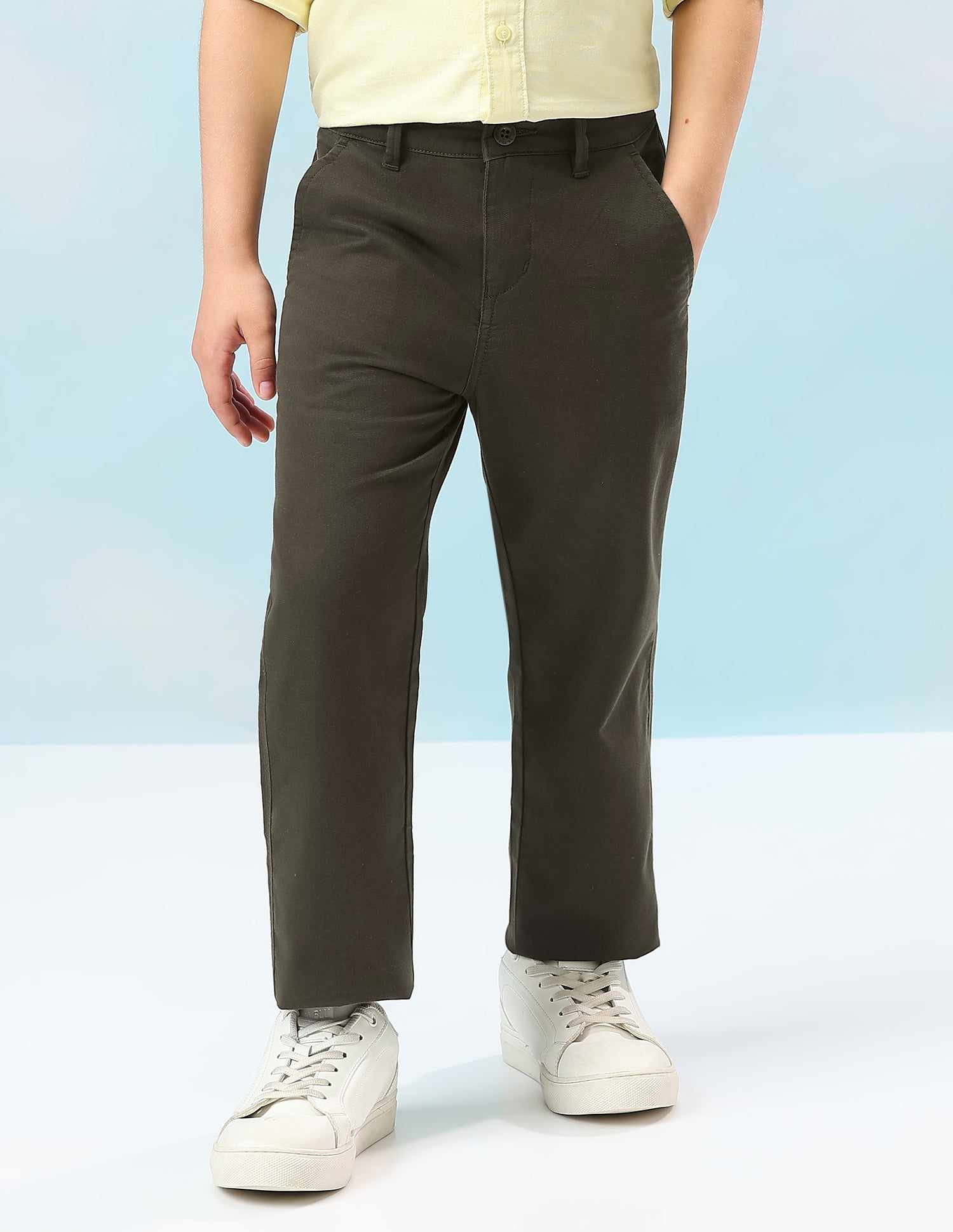Mid Rise Twill Trousers Olive - U.S. Polo Assn. India | Large