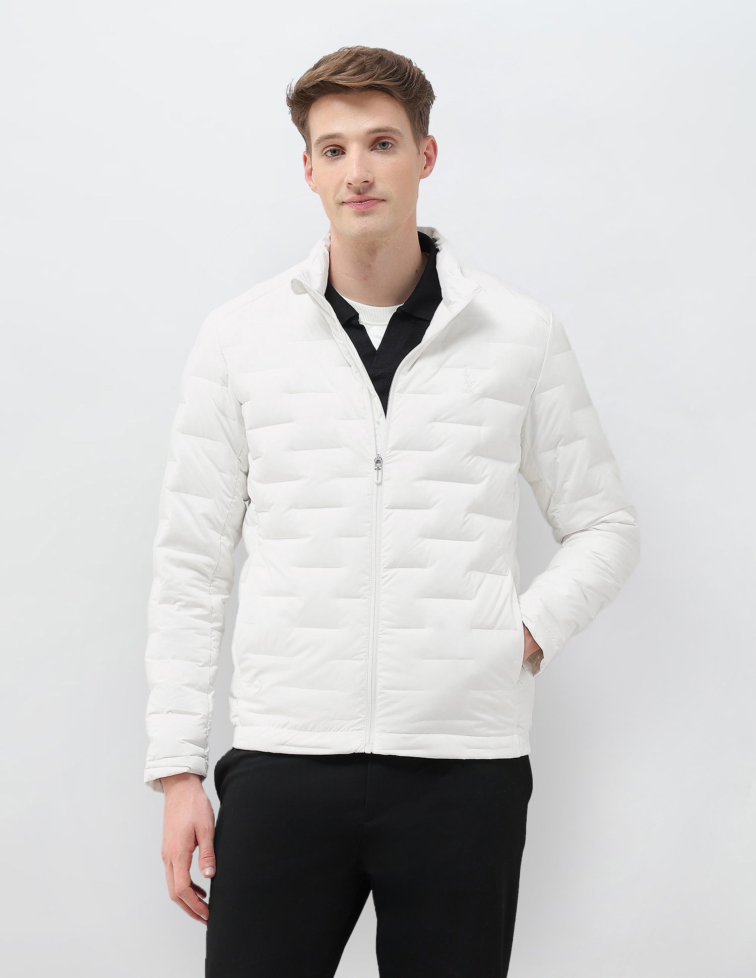Mock Collar Regular Fit Smartheat Jacket White - U.S. POLO ASSN. | Large