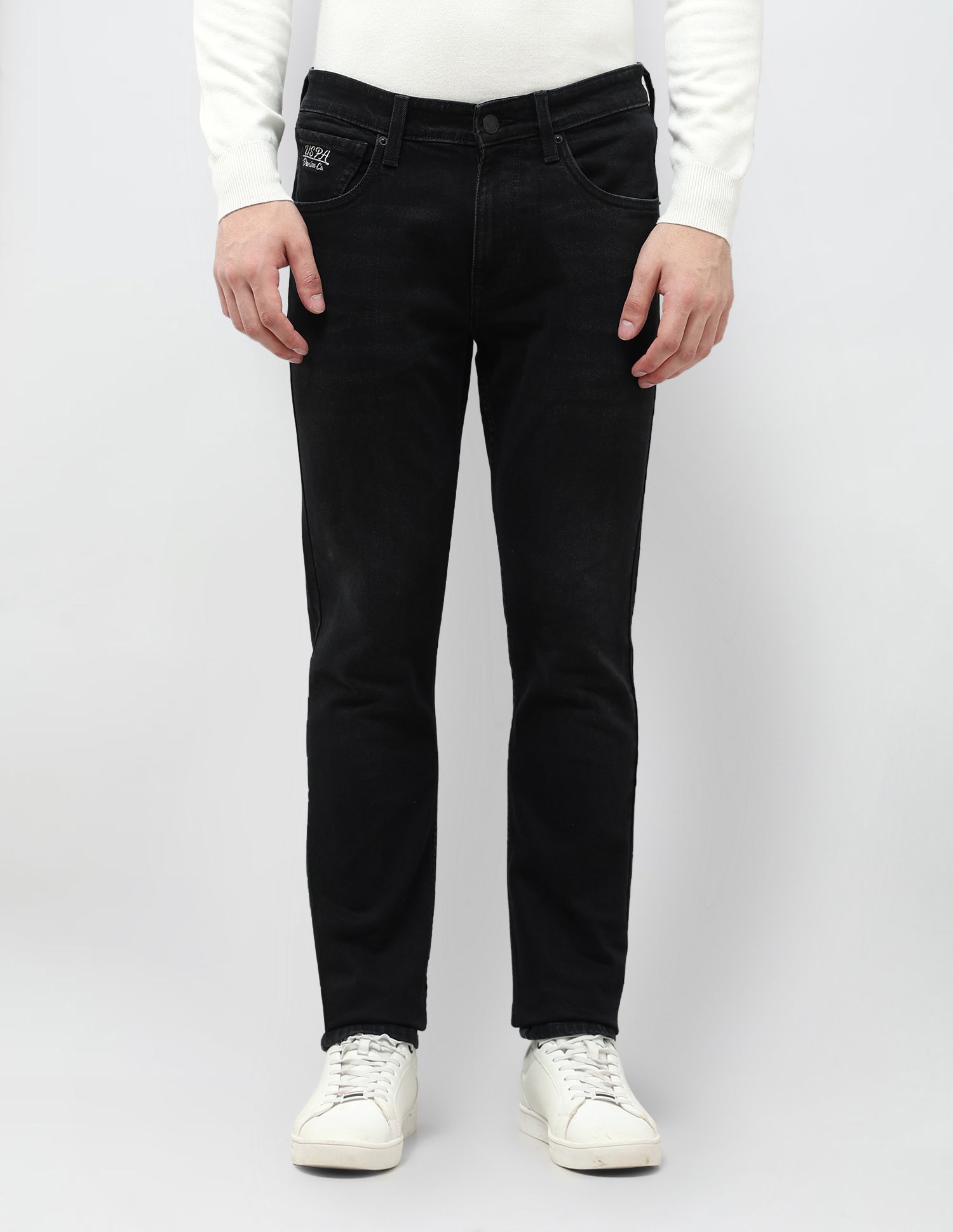 Brandon Slim Tapered Fit Whiskered Jeans Black - U.S. POLO ASSN. | Large