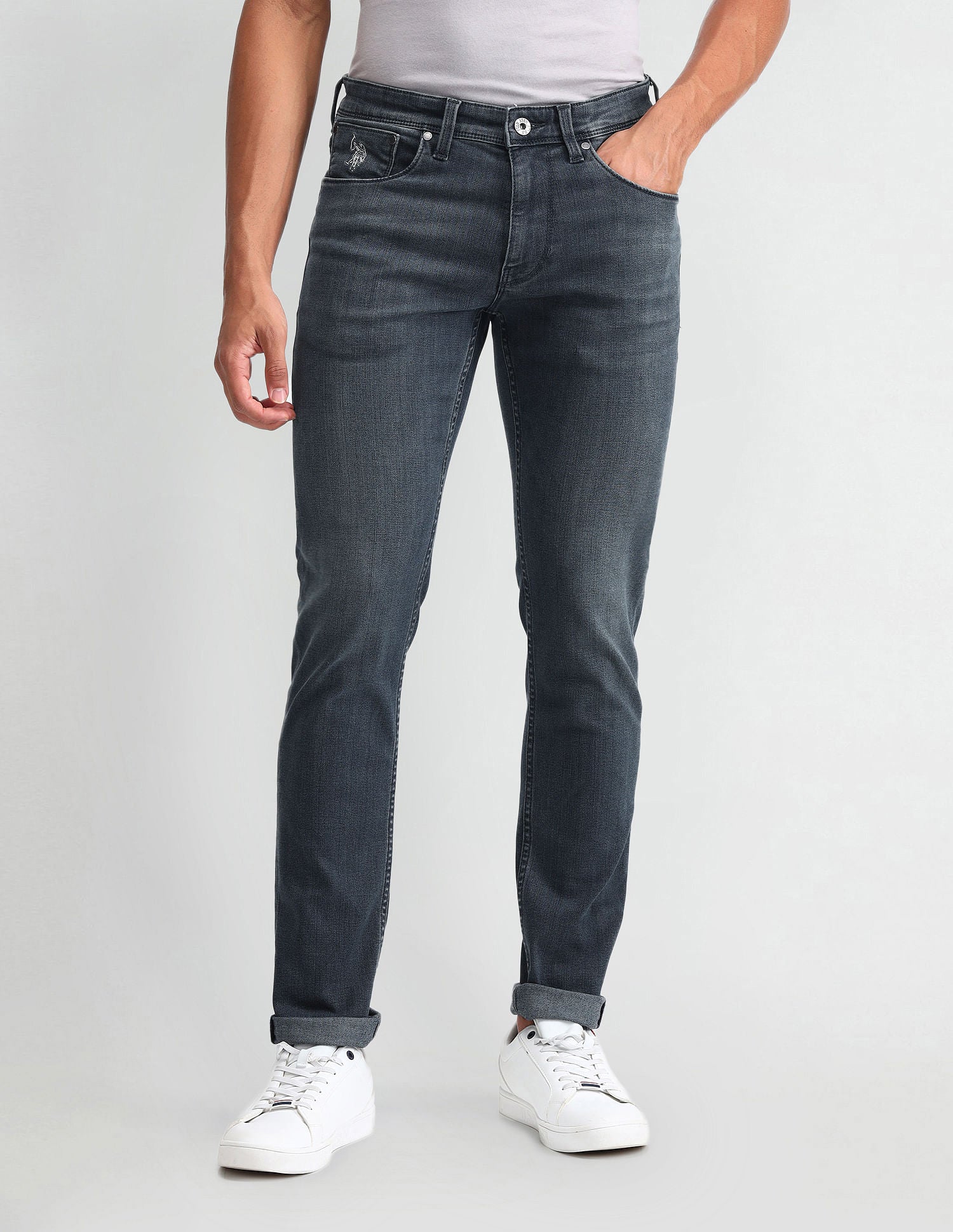 Brandon Slim Tapered Fit Blue Jeans Blue - U.S. Polo Assn. India | Large