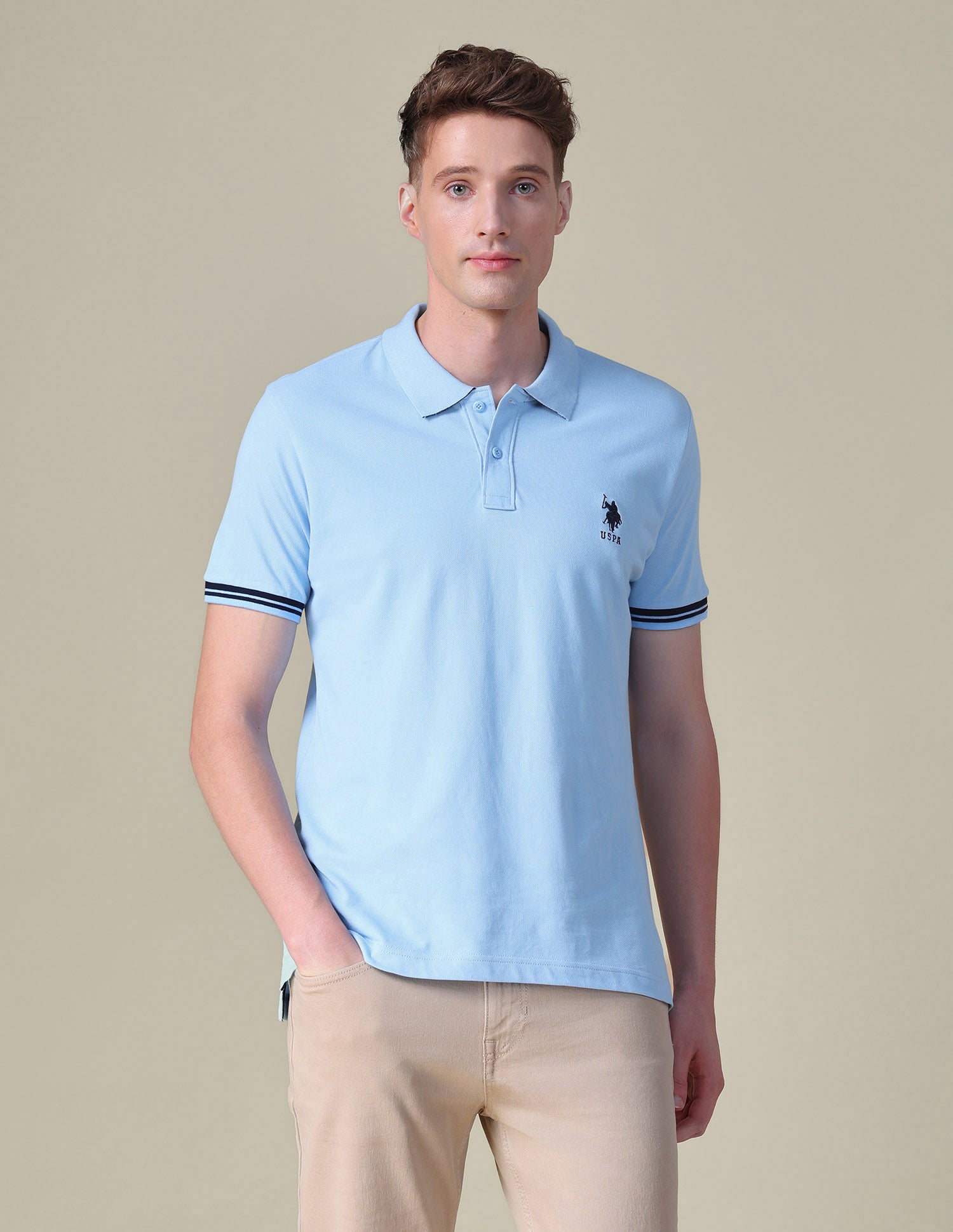 Solid Regular Fit Polo Shirt Blue - U.S. POLO ASSN. | Large