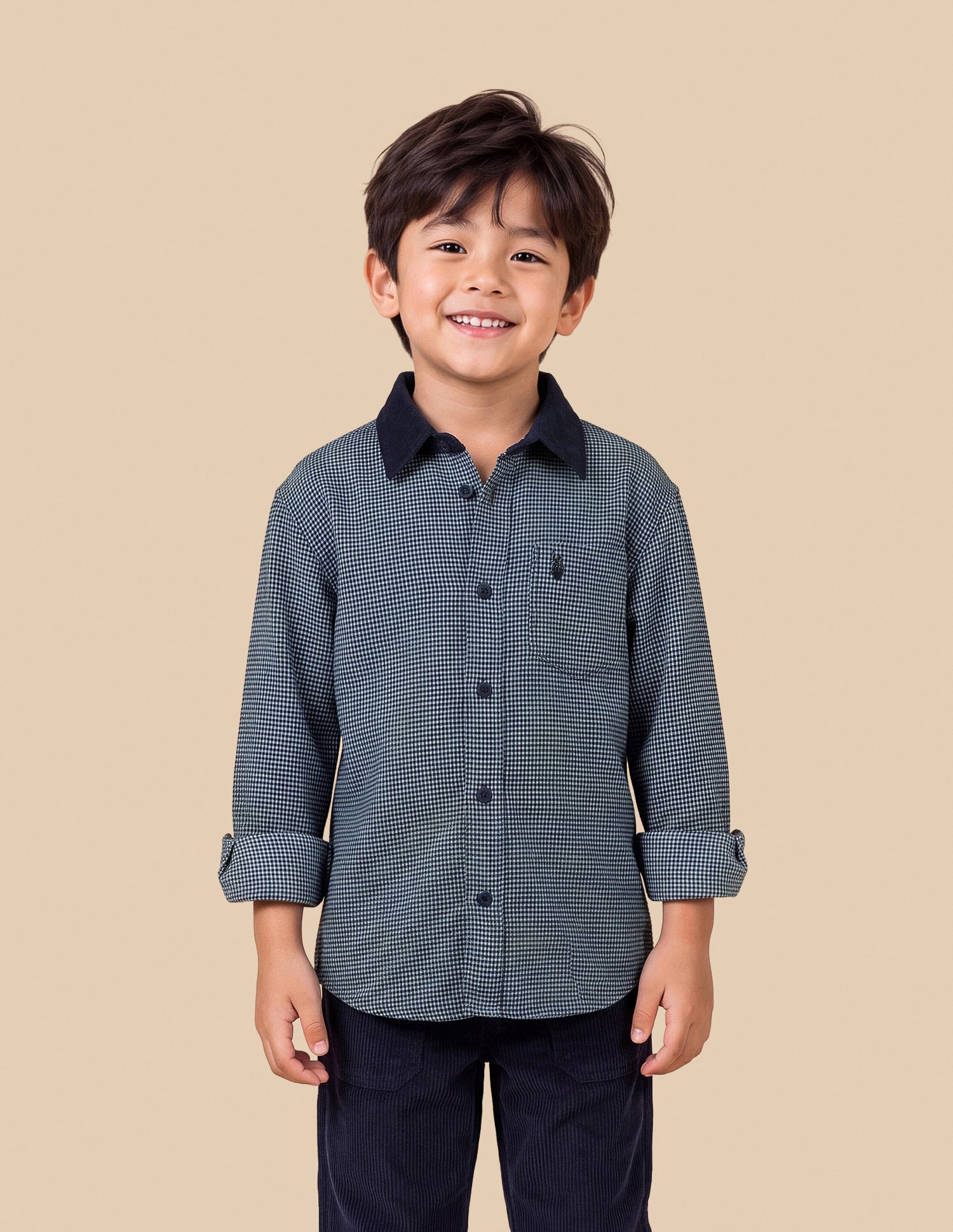 Houndstooth Twill Shirt Navy - U.S. Polo Assn. India | Large