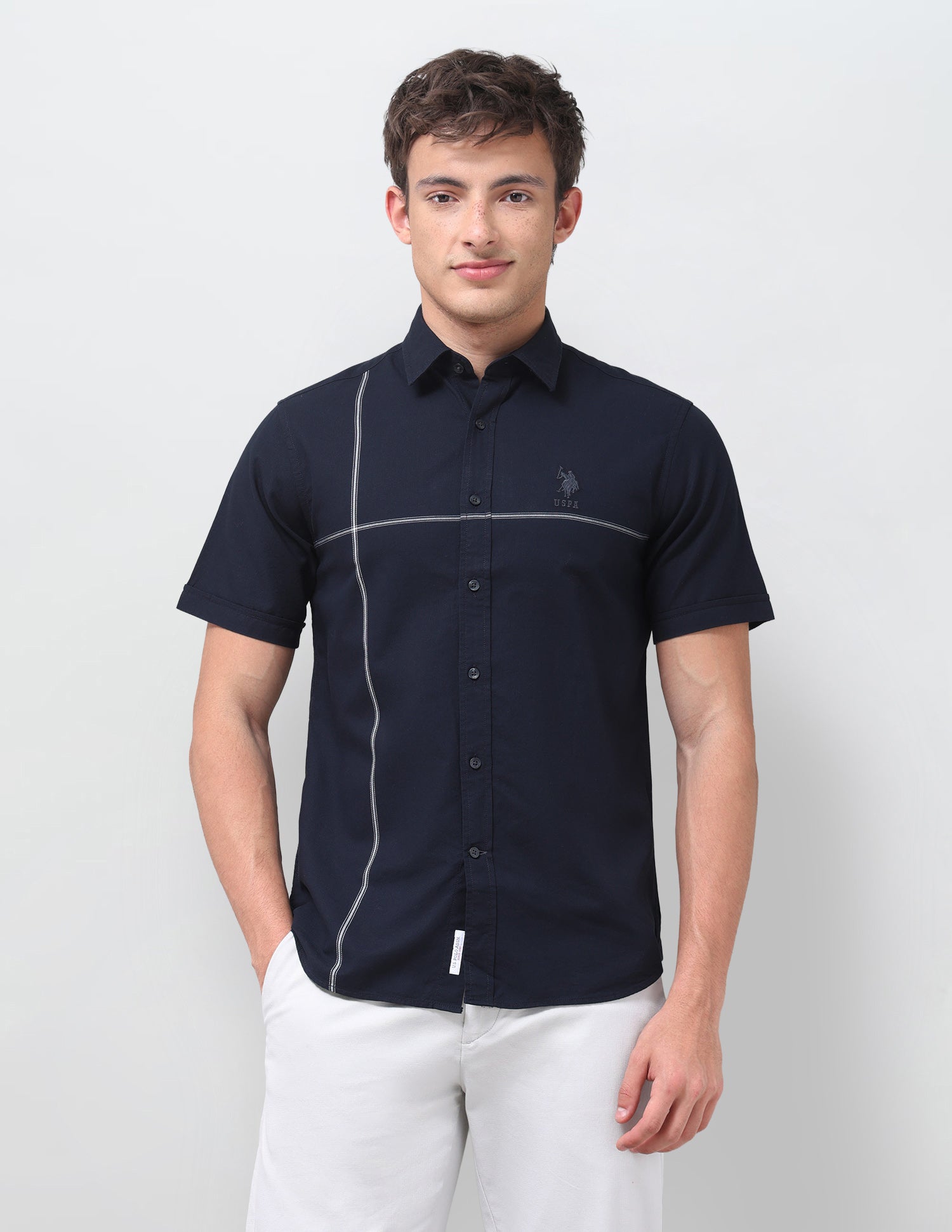Solid Regular Fit Shirt Navy - U.S. Polo Assn. India | Large