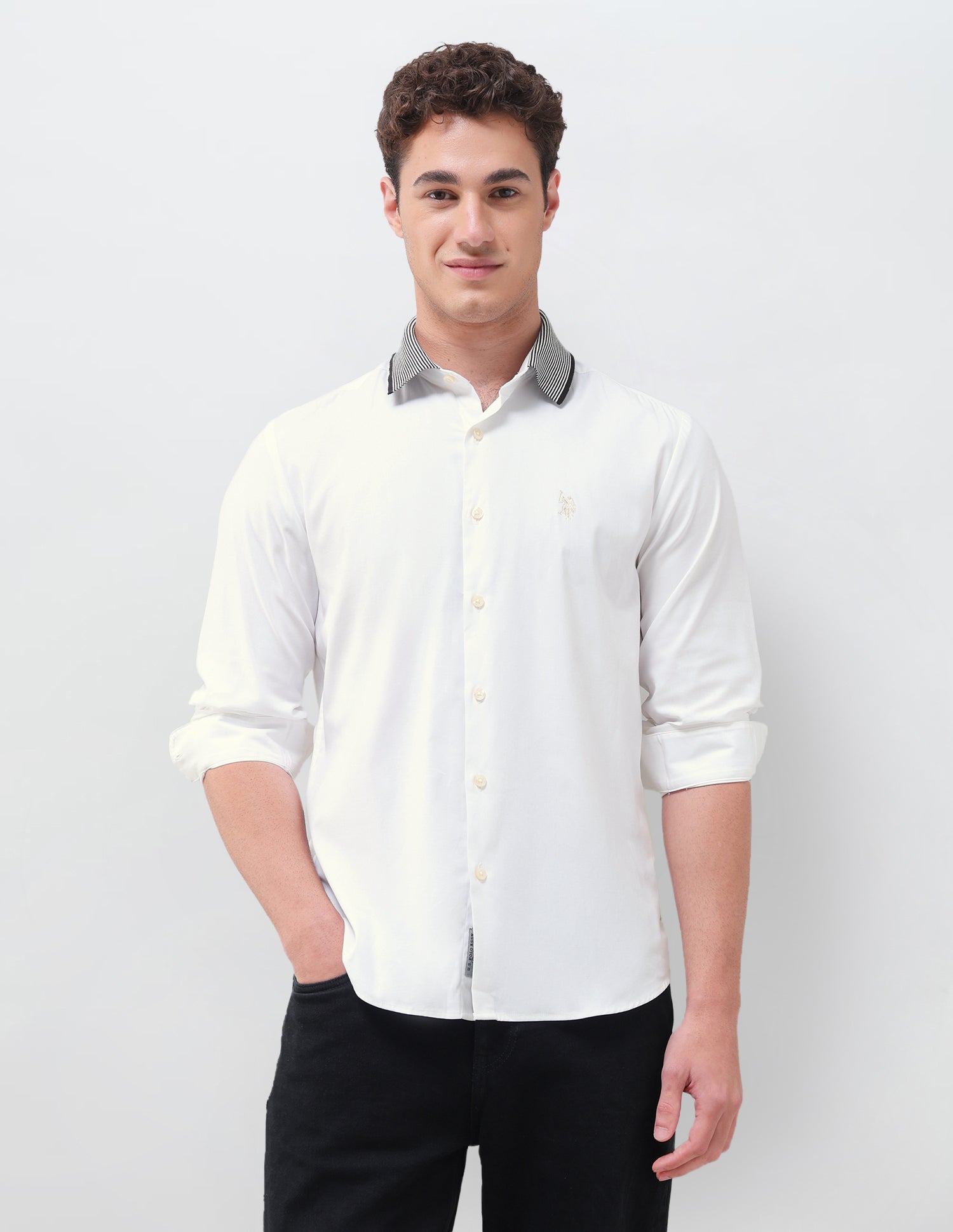 Dobby Weave Regular Fit Shirt White - U.S. Polo Assn. India | Large