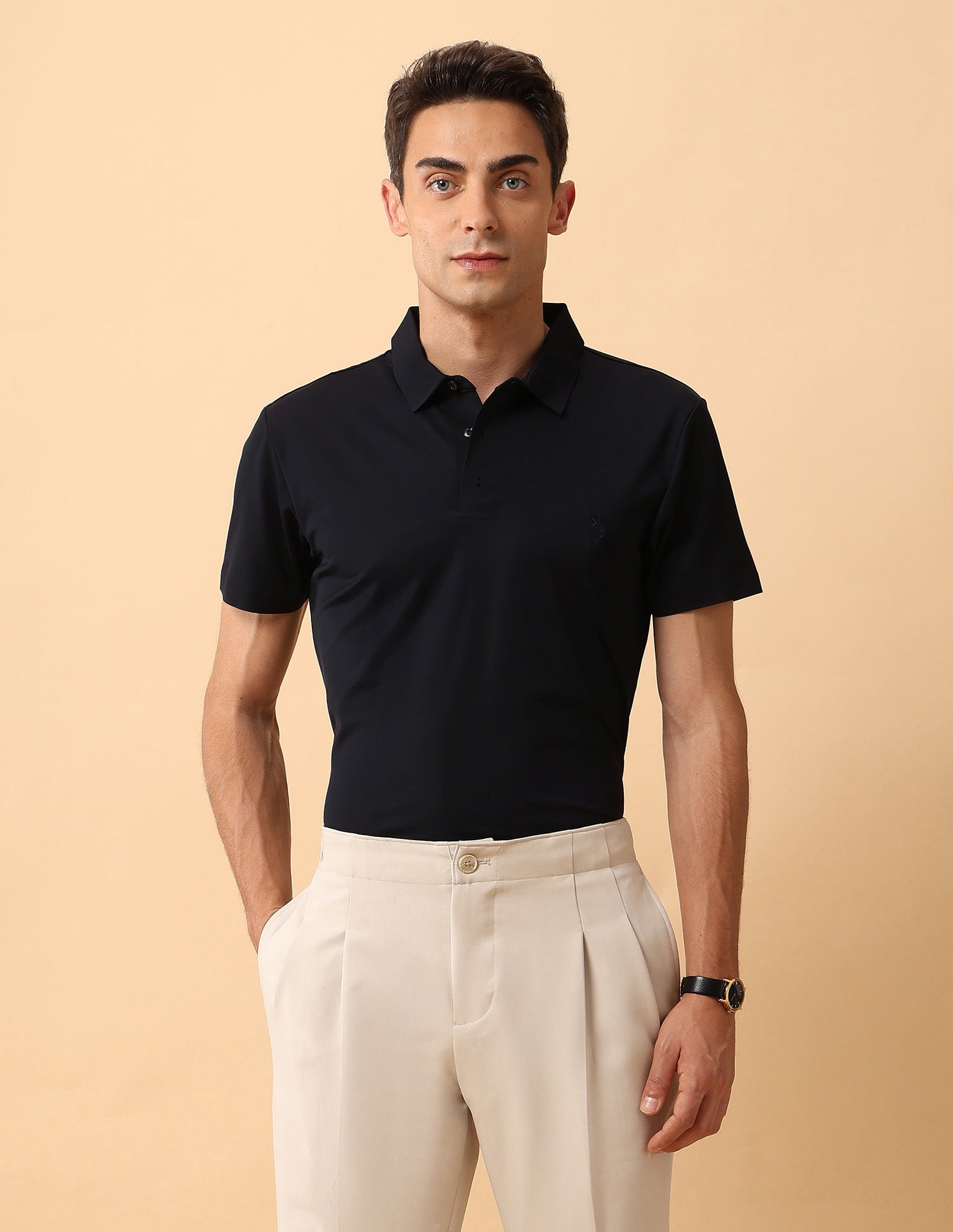 Pacho X Slim Fit Solid Polo Shirt Navy - U.S. Polo Assn. India | Large