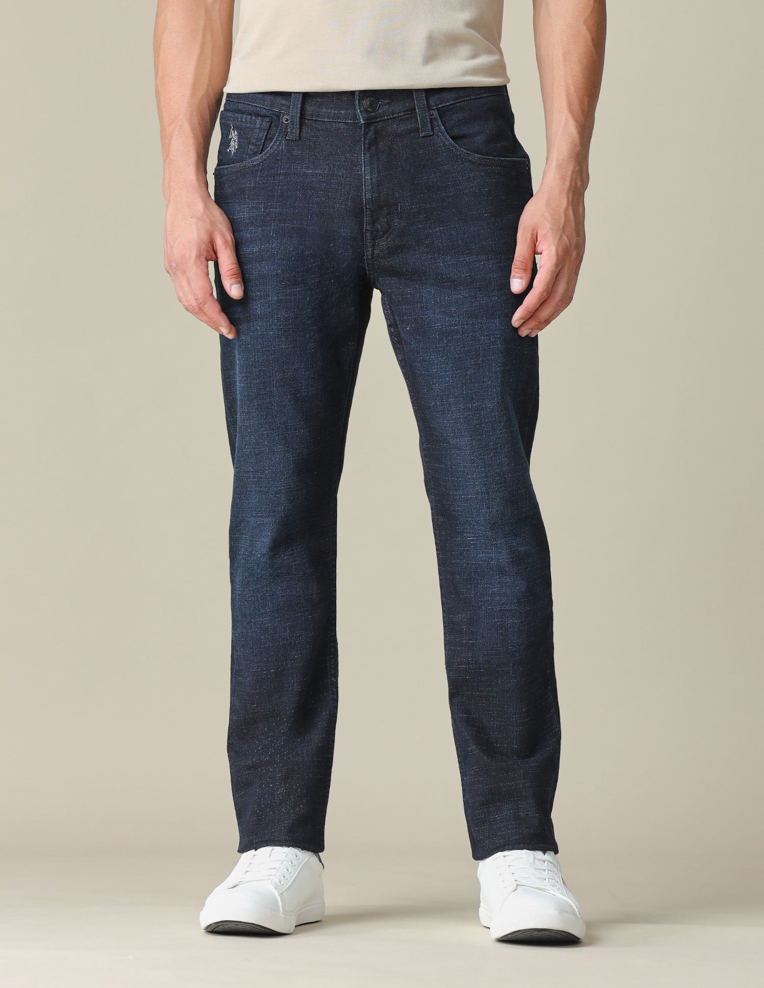 Brandon Slim Tapered Fit Mid Rise Jeans Dark Indigo - U.S. POLO ASSN. | Large