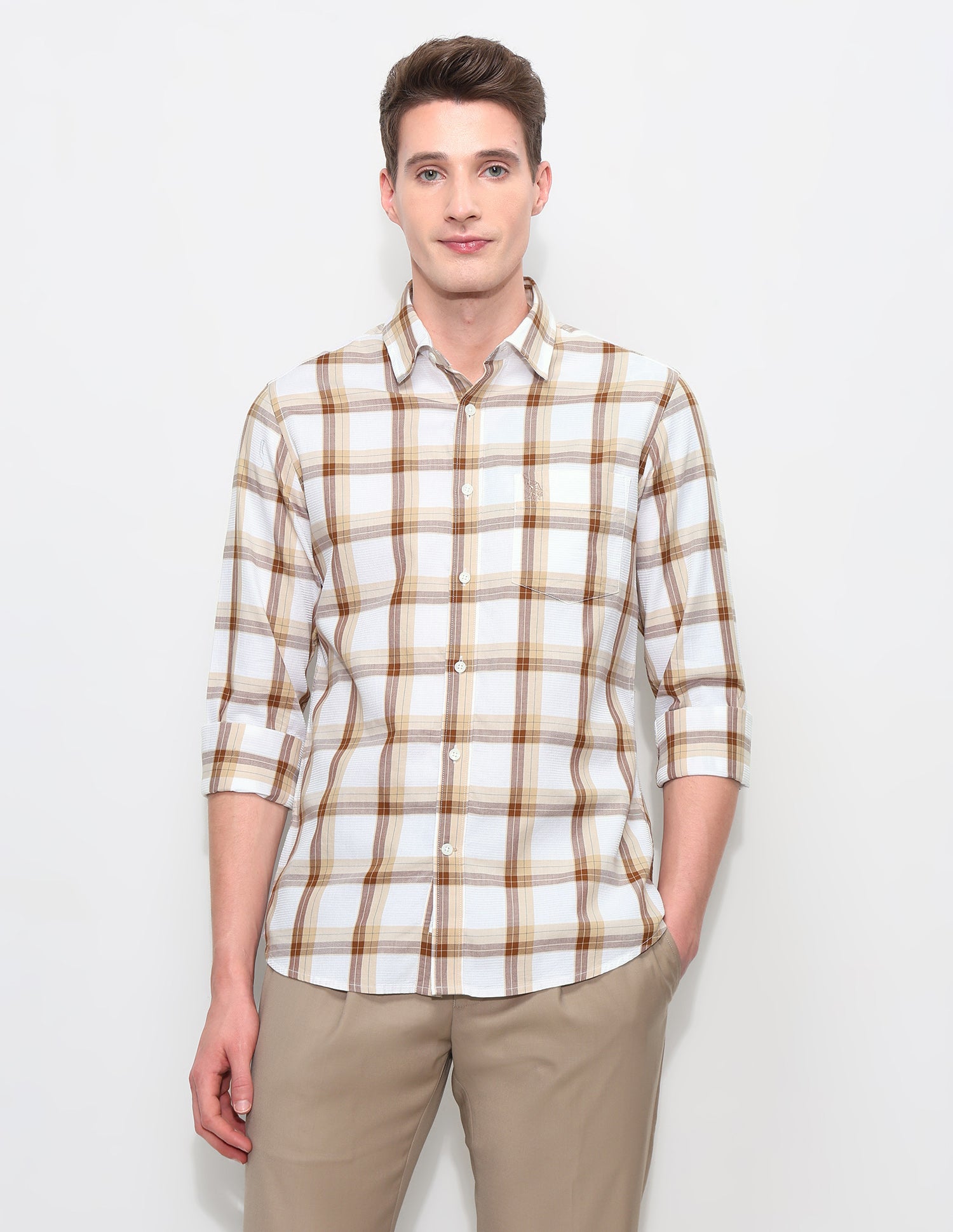 White Harbour Tartan Checked Shirt Mustard - U.S. Polo Assn. India | Large