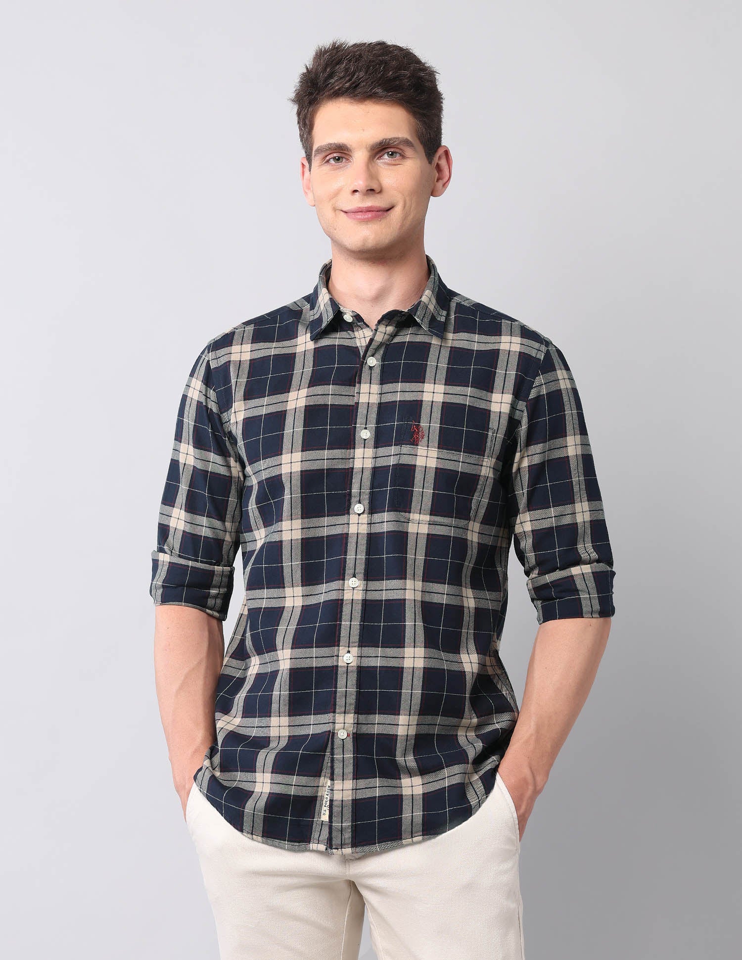 Tartan Checked Twill Shirt Navy - U.S. Polo Assn. India | Large