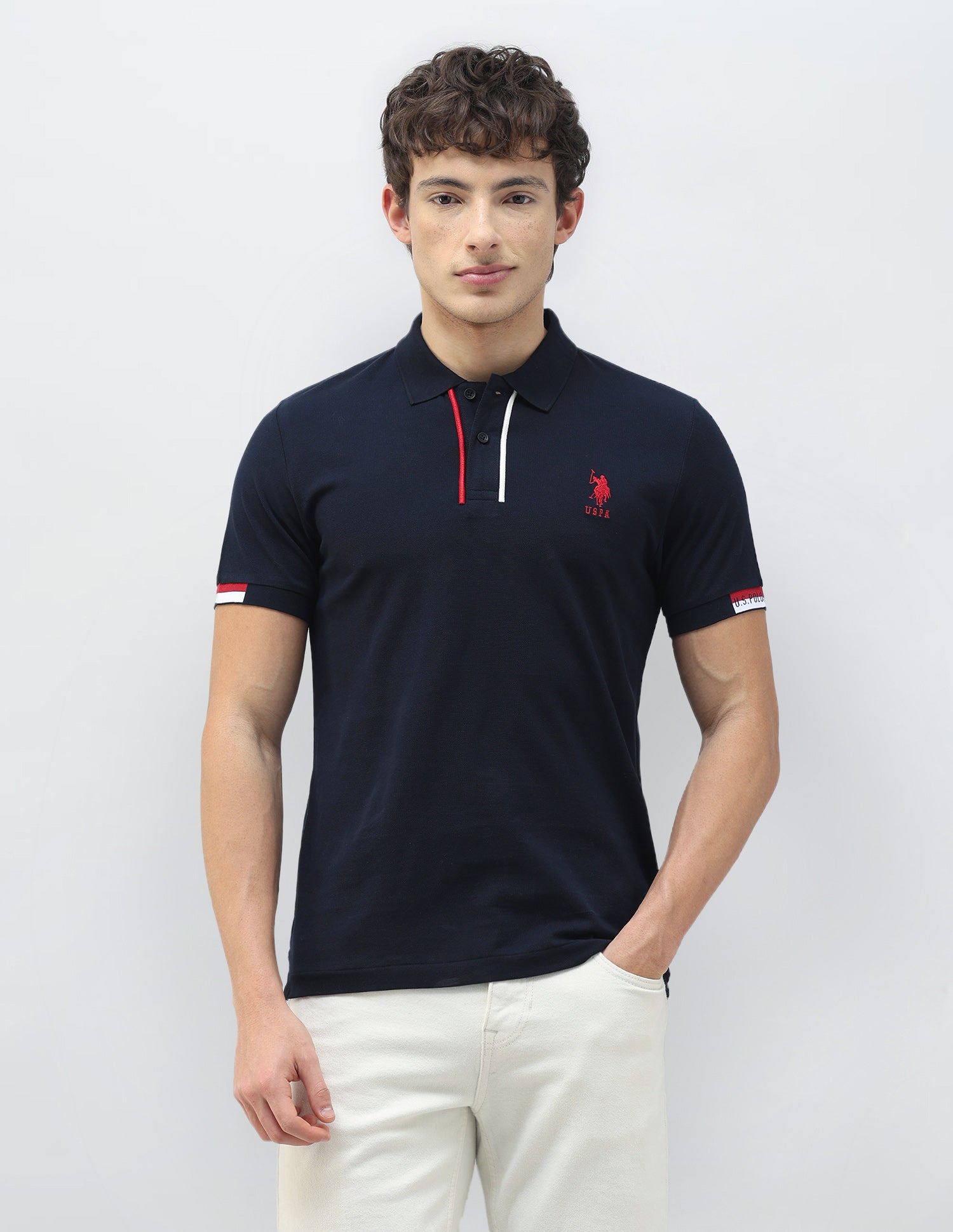 New Port Marina Solid Polo Shirt Navy - U.S. Polo Assn. India | Large