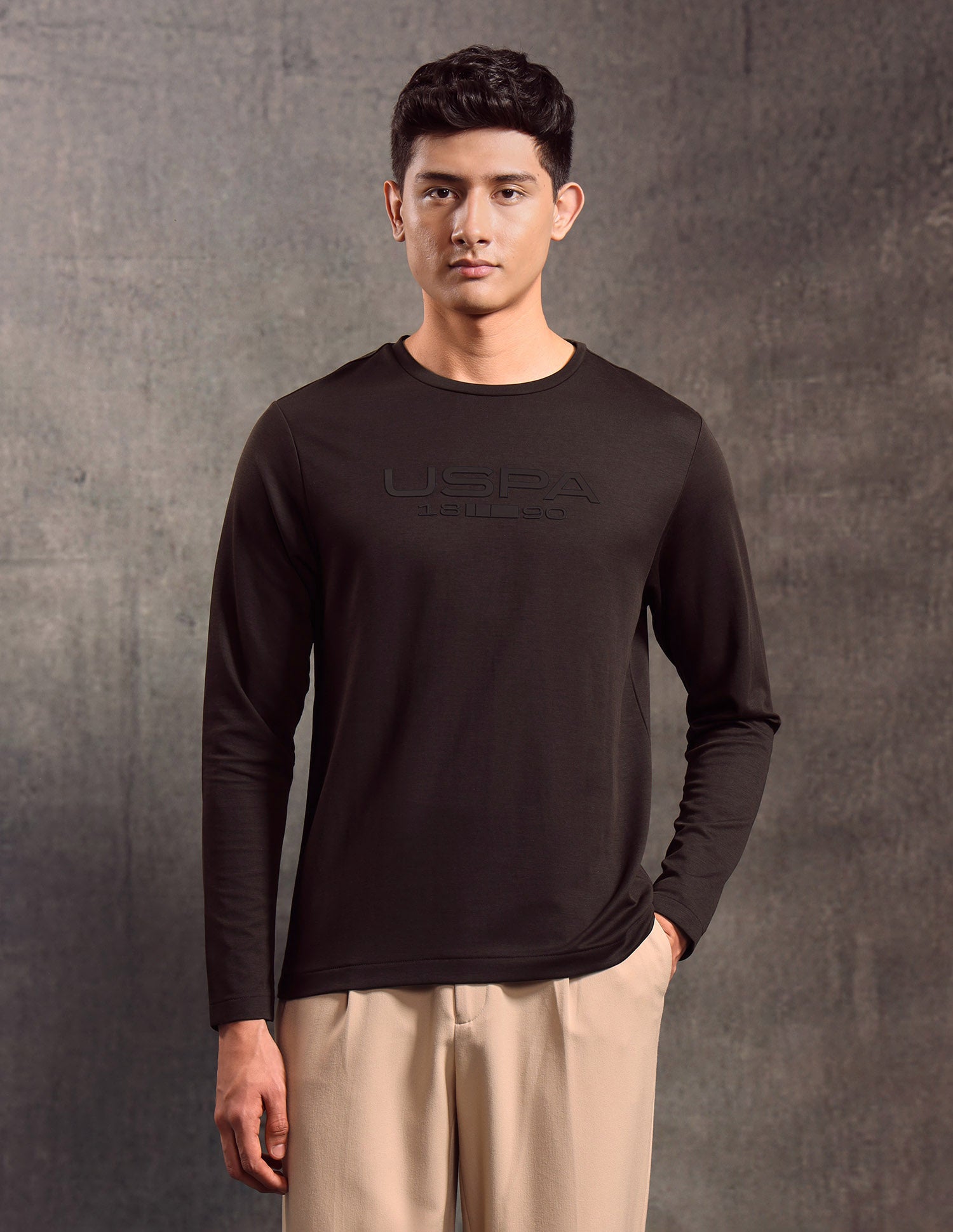 Brand Embossed Regular Fit T-shirt Dark Brown - U.S. POLO ASSN. | Large